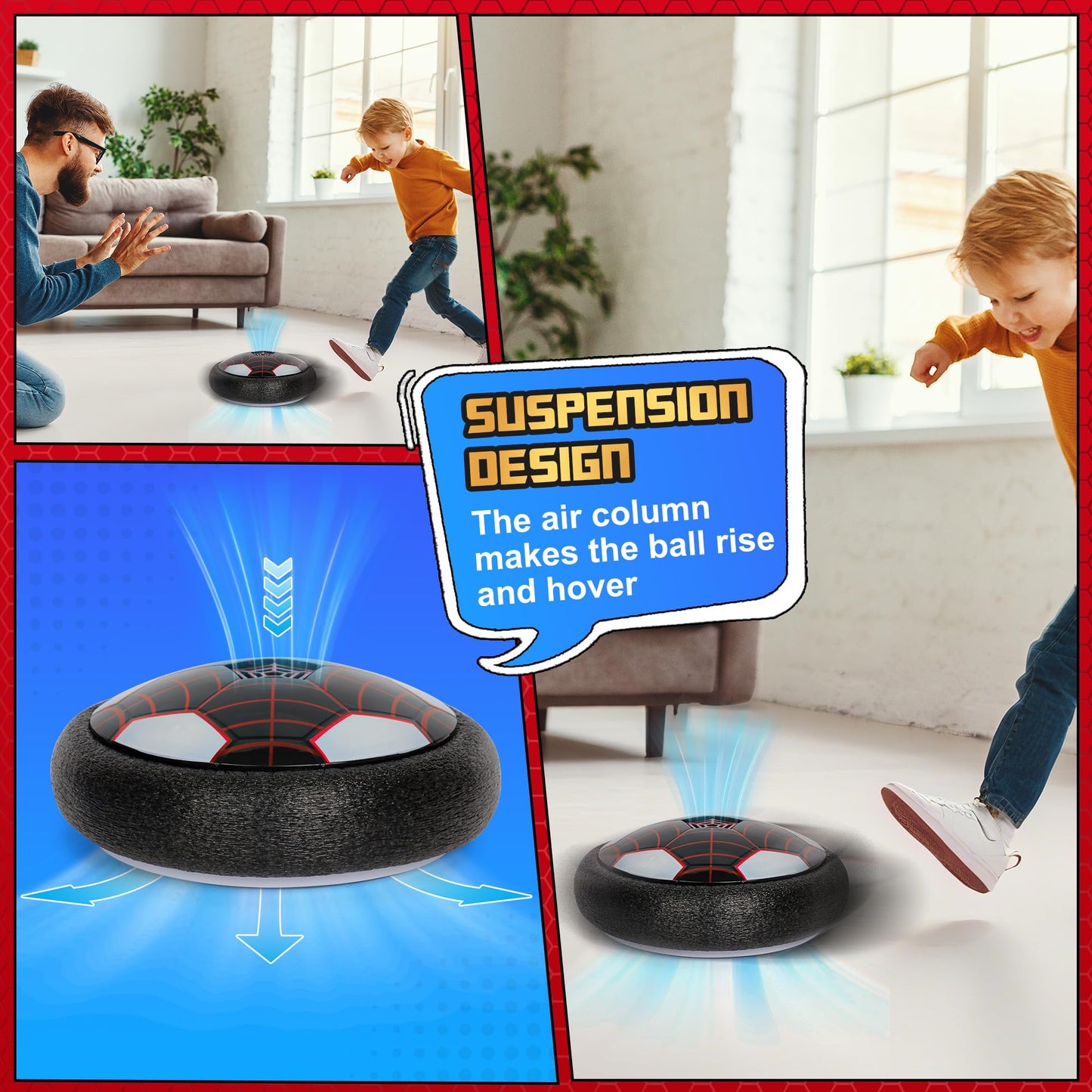 BESTVIVE Hover Soccer Ball 2 Pack – Indoor Kids Soccer Toy with LED Lights & Safe Foam Bumpers