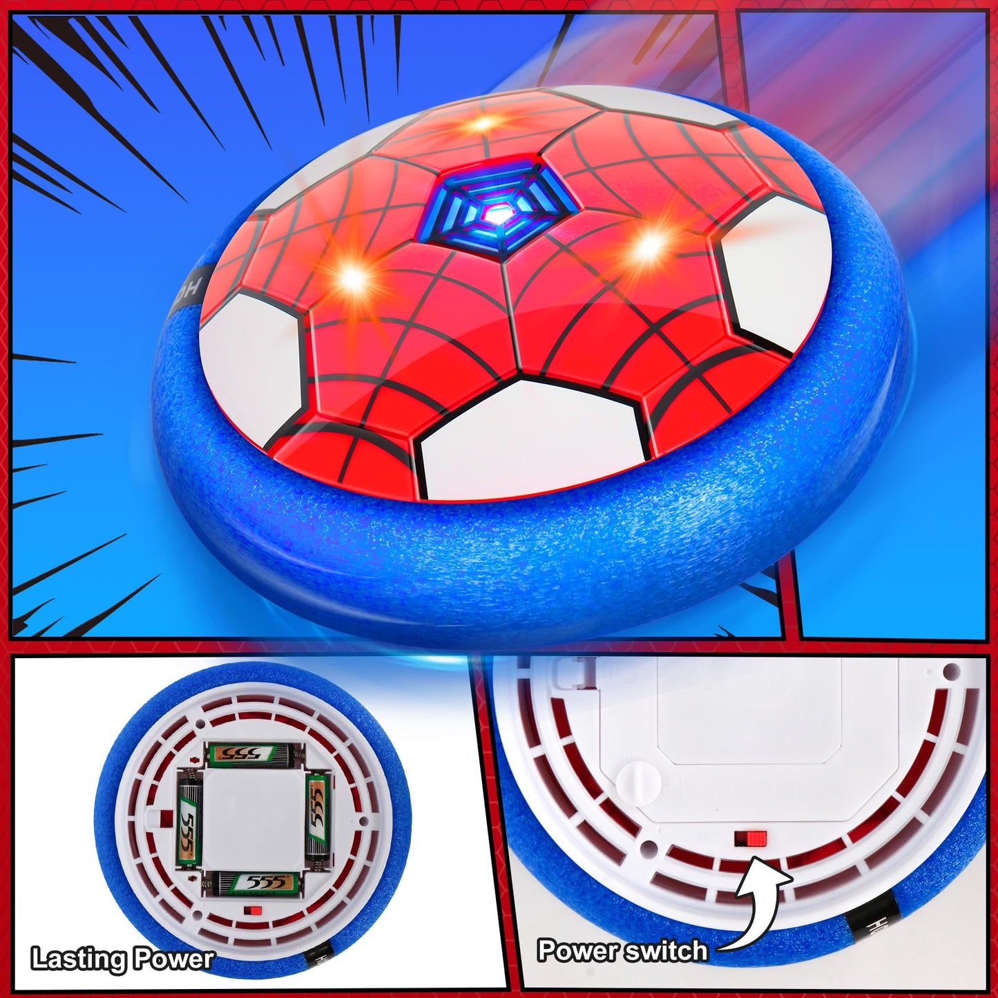 BESTVIVE Hover Soccer Ball 2 Pack – Indoor Kids Soccer Toy with LED Lights & Safe Foam Bumpers