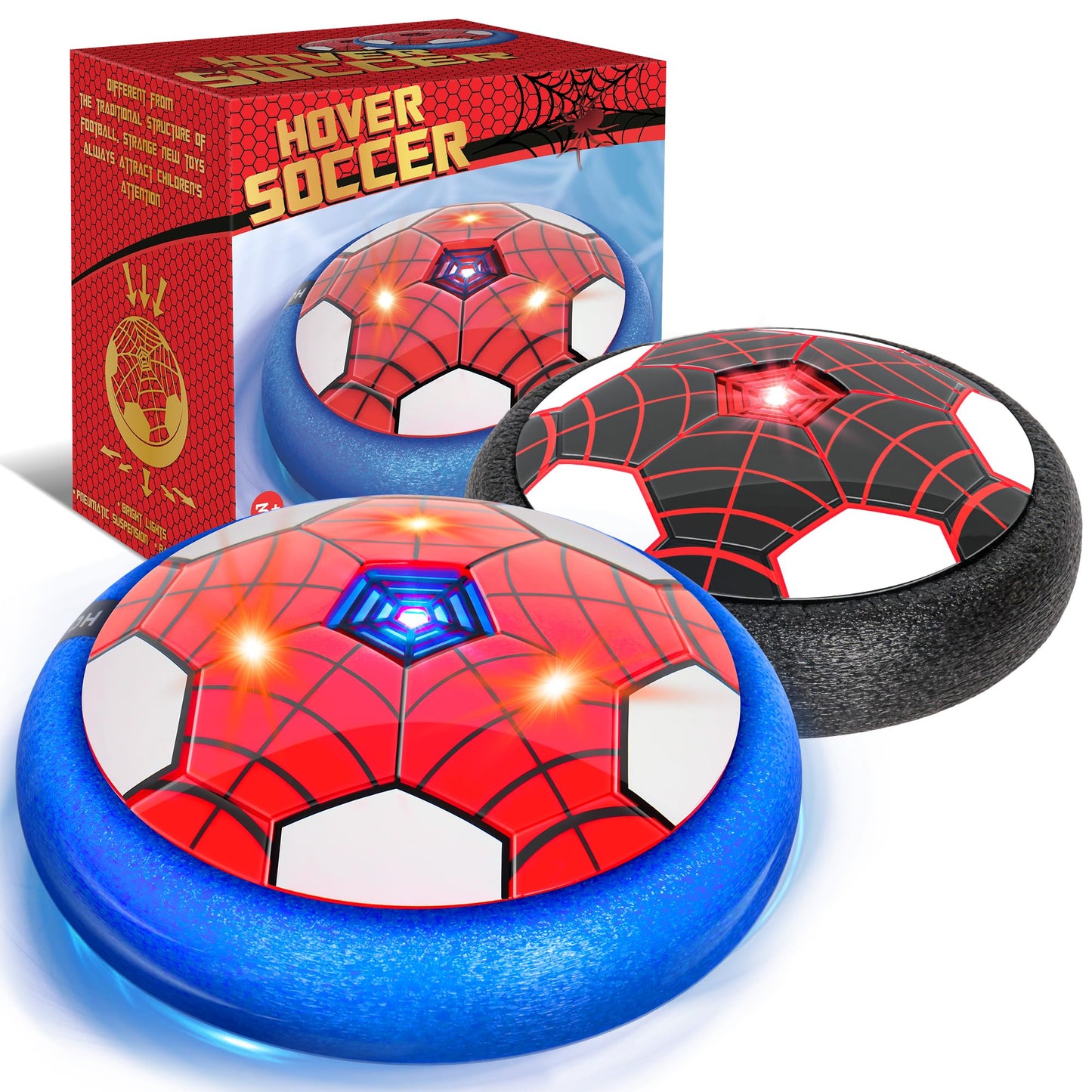 BESTVIVE Hover Soccer Ball 2 Pack – Indoor Kids Soccer Toy with LED Lights & Safe Foam Bumpers