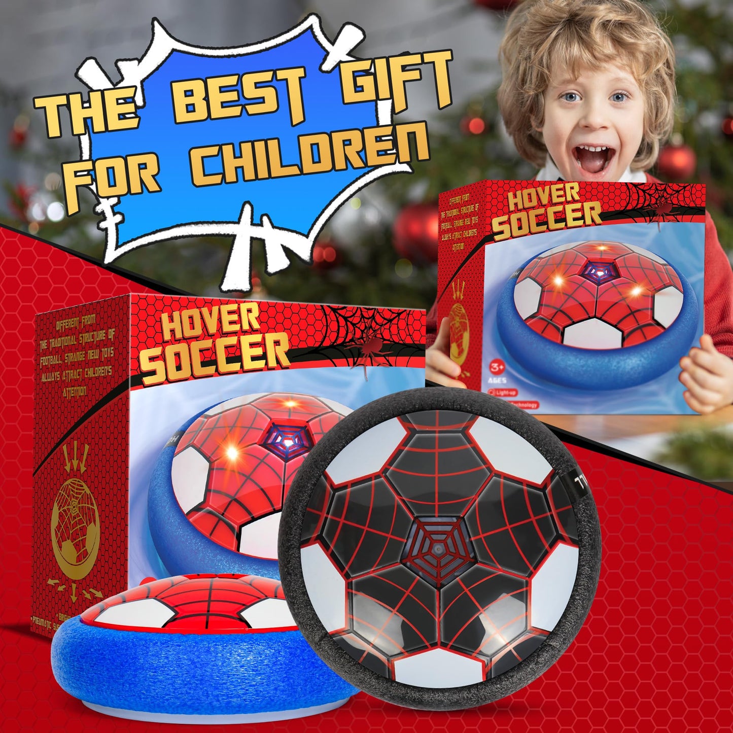 BESTVIVE Hover Soccer Ball 2 Pack – Indoor Kids Soccer Toy with LED Lights & Safe Foam Bumpers