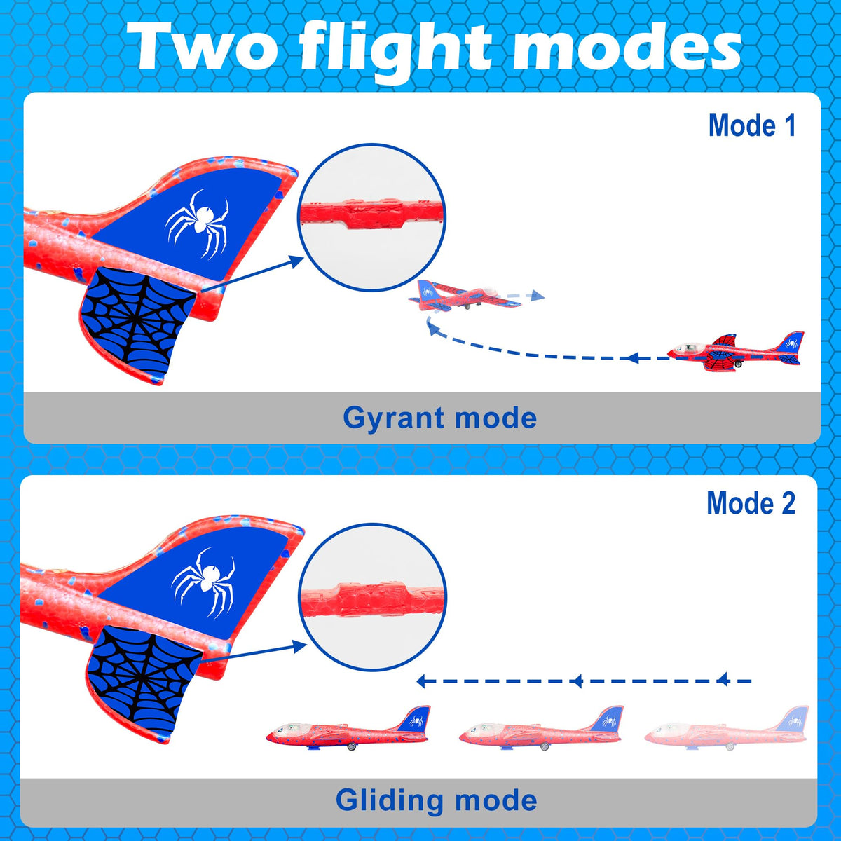 BESTVIVE 3 Pack Airplane Toys - 12.6-in LED Foam Glider Planes with Launcher | Outdoor Kids Gift