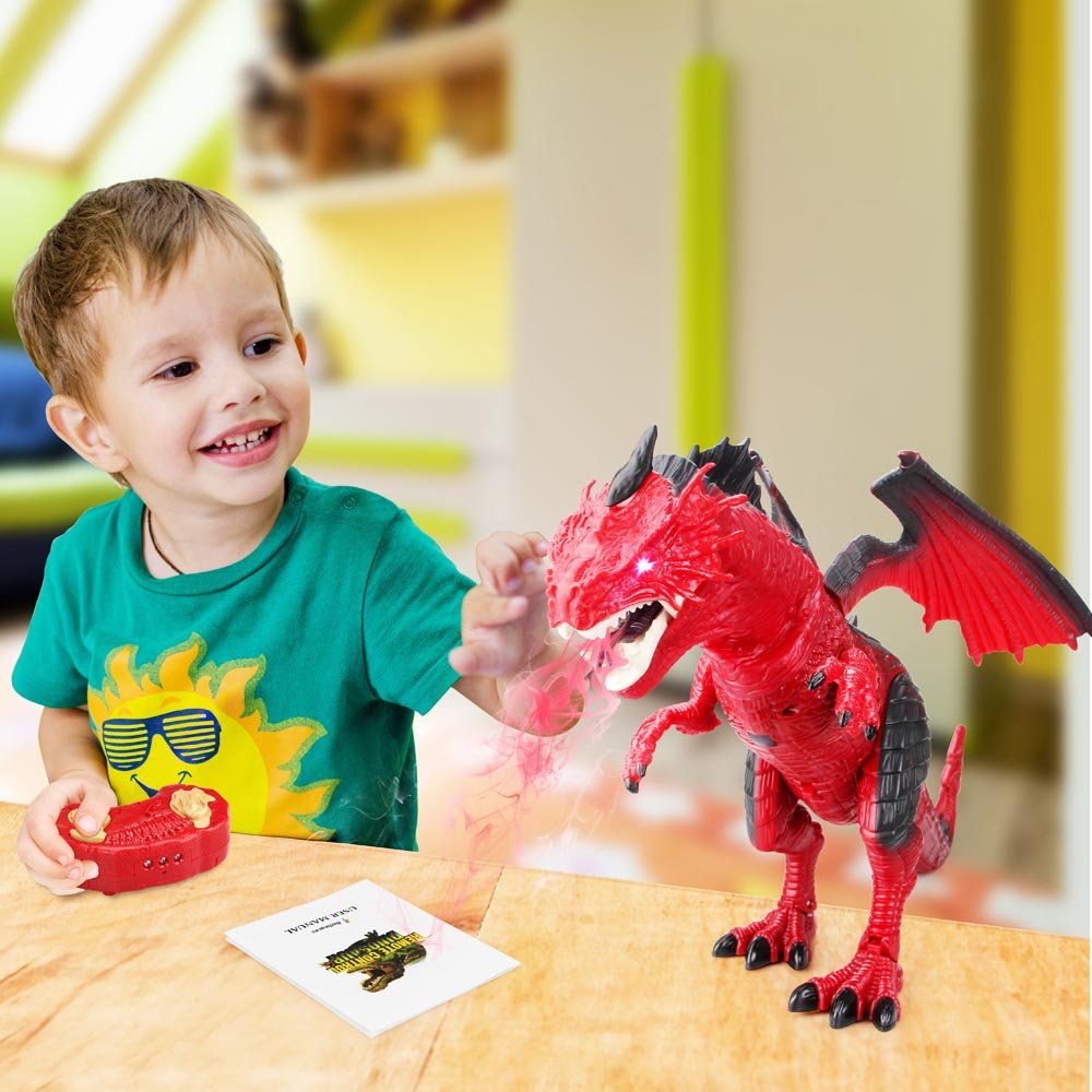 Betheaces Remote Control Dragon Toy for Kids – Roaring, Light-Up Eyes, 18.5-Inch Large