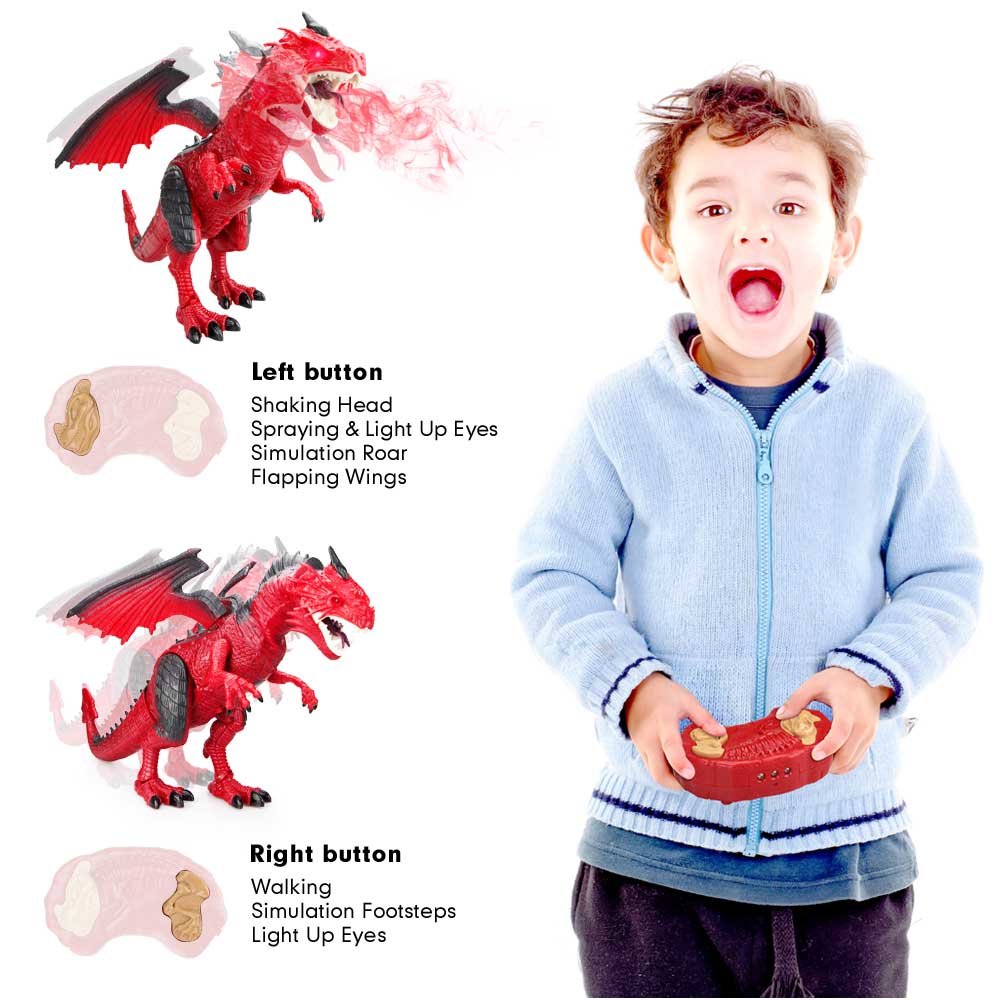 Betheaces Remote Control Dragon Toy for Kids – Roaring, Light-Up Eyes, 18.5-Inch Large