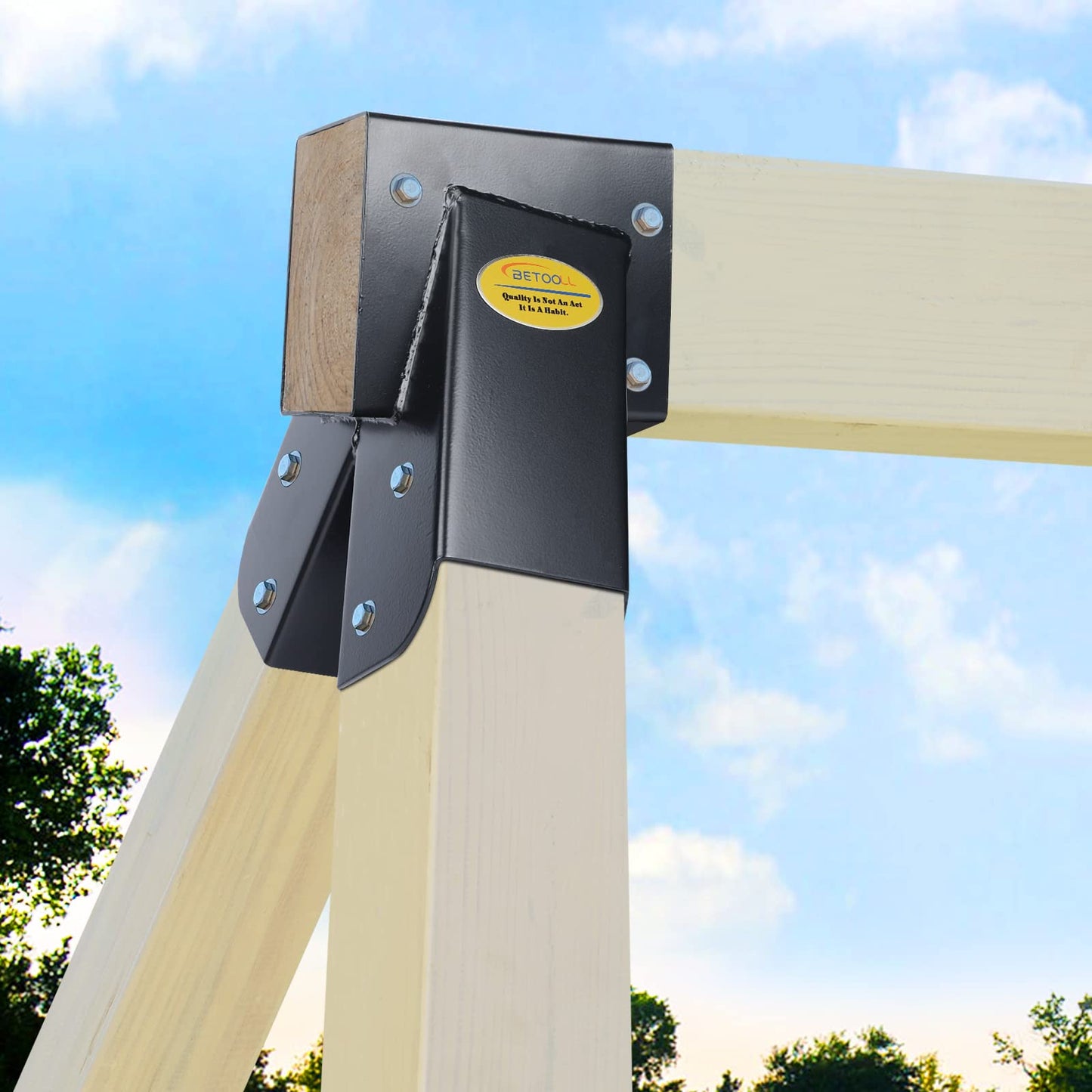 BETOOL Swing Set Brackets - 2pc A-Frame Hardware with Mounting Accessories (Black)