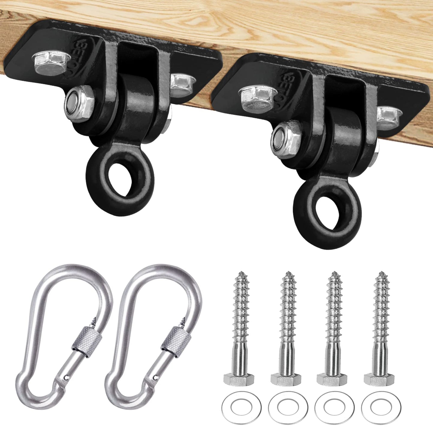 BETOOLL 2400 lb Capacity Heavy-Duty Swing Hangers for Wooden Sets – Indoor & Outdoor (2-Pack)