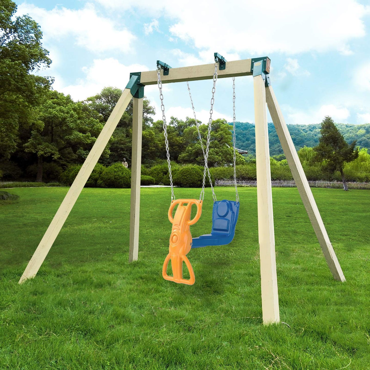 BETOOLL A-Frame 2-Brackets Swing Set Bracket with Mounting Hardware (Green) - Heavy-Duty Steel