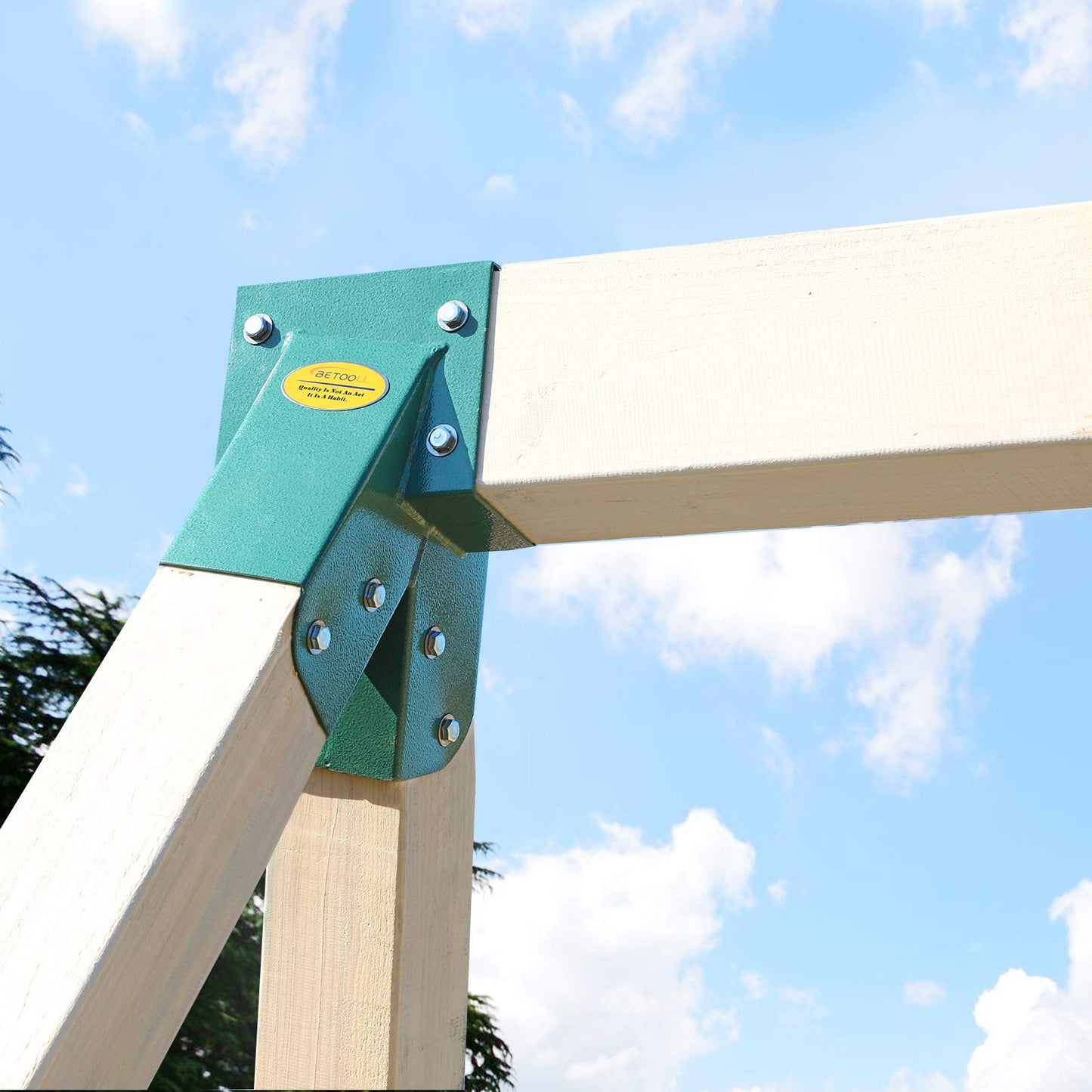 BETOOLL A-Frame 2-Brackets Swing Set Bracket with Mounting Hardware (Green) - Heavy-Duty Steel