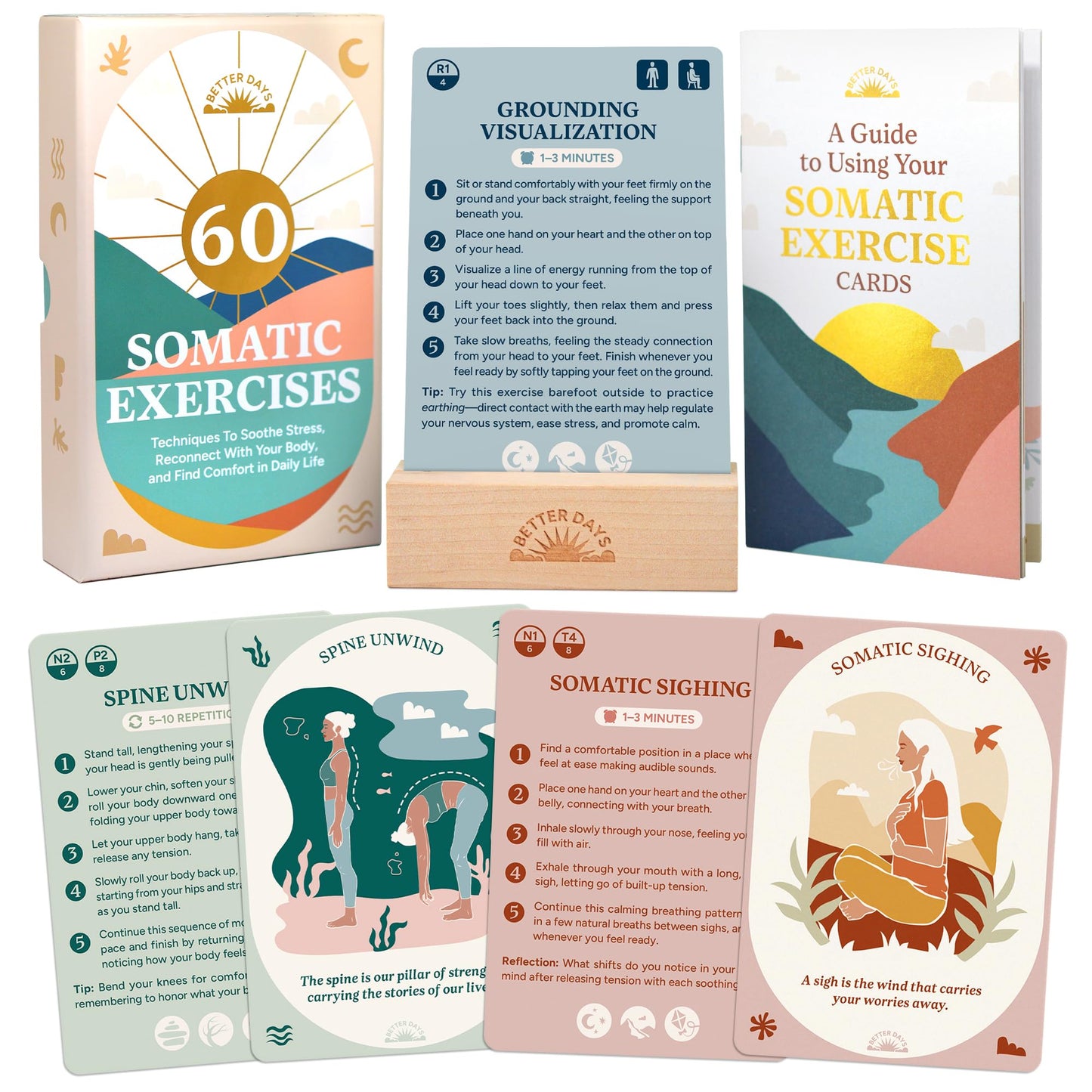 Better Days 60 Somatic Therapy Cards for Nervous System Regulation – Breathwork, Mindfulness & Gentle Movement