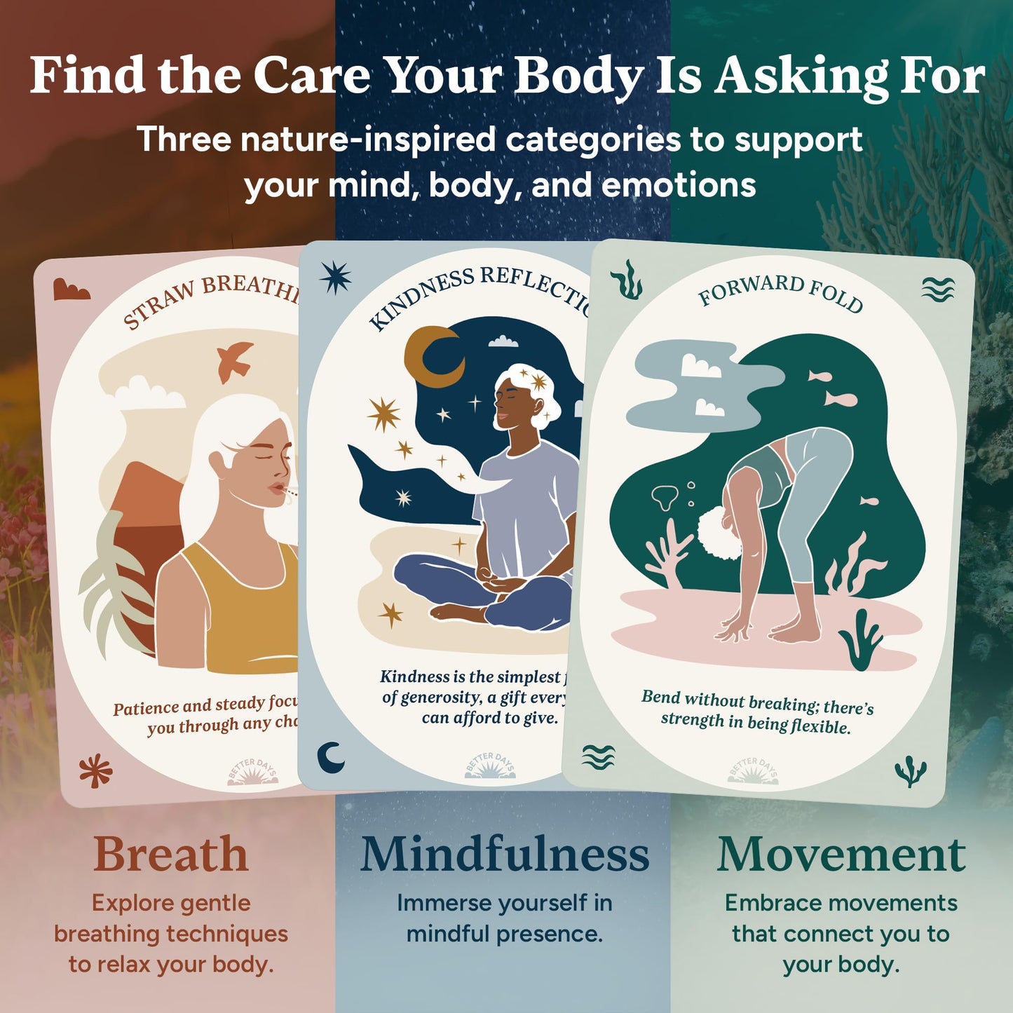 Better Days 60 Somatic Therapy Cards for Nervous System Regulation – Breathwork, Mindfulness & Gentle Movement