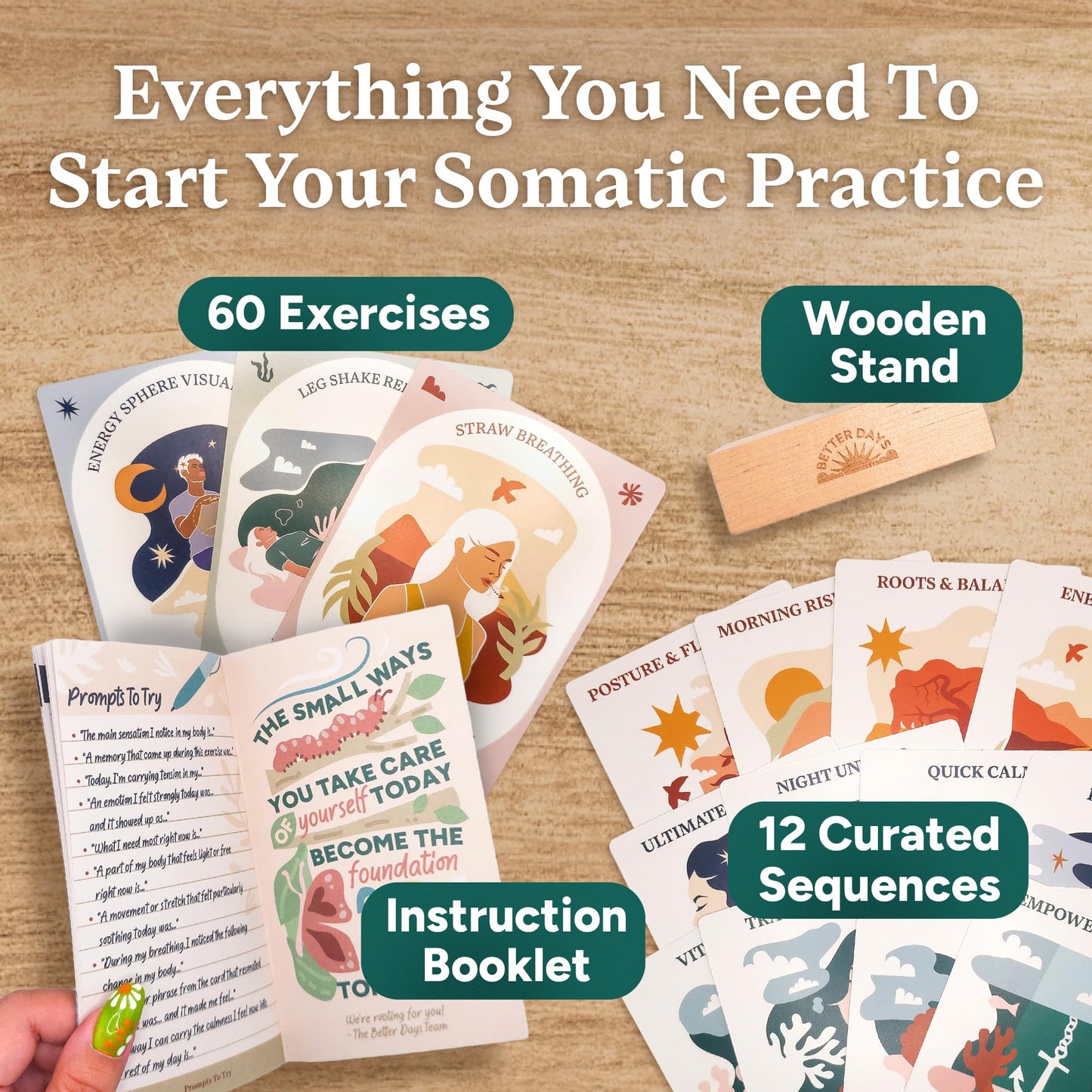 Better Days 60 Somatic Therapy Cards for Nervous System Regulation – Breathwork, Mindfulness & Gentle Movement