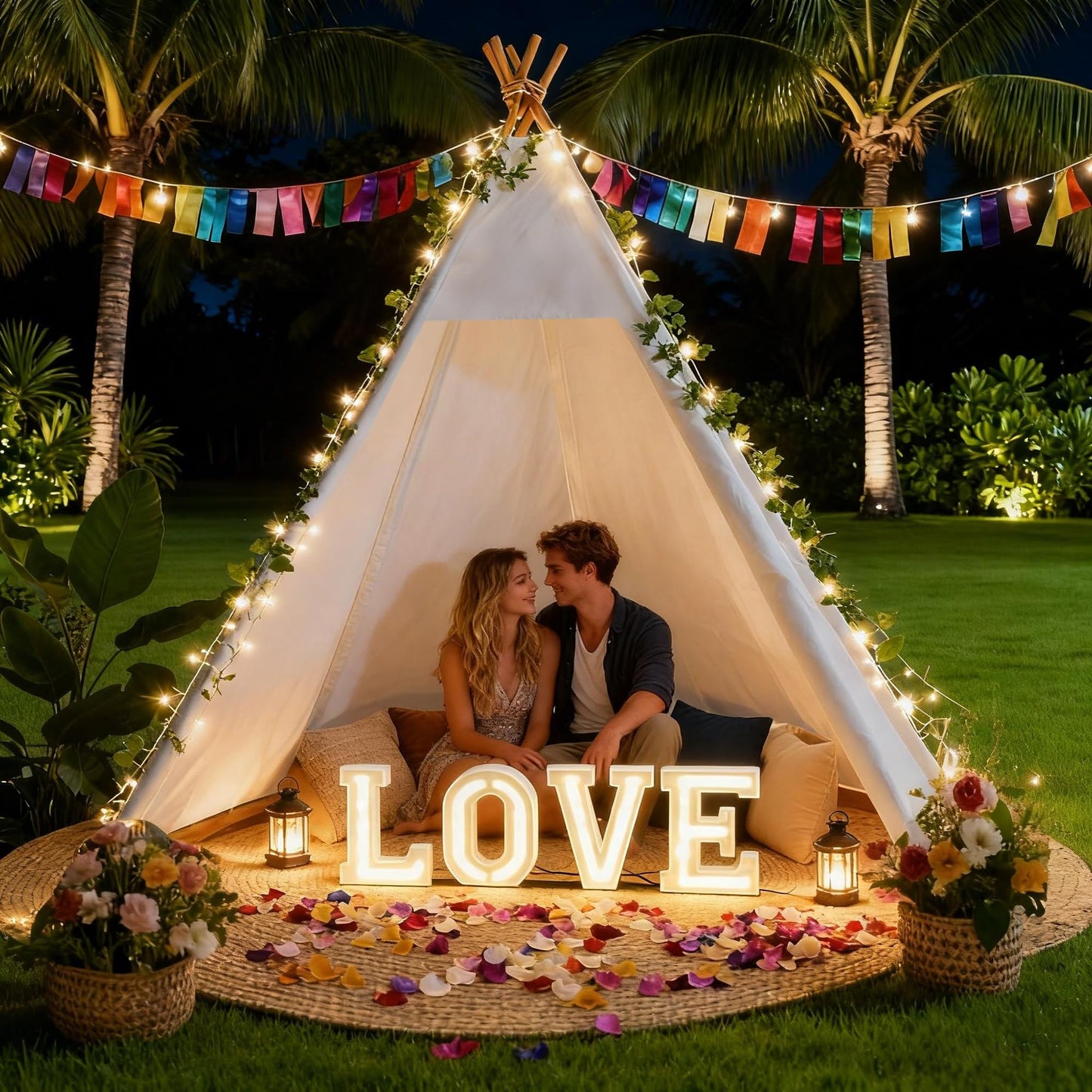 Betterhood 7' Large Teepee Tent for Adults – Canvas Play Tent, Indoor & Outdoor, White