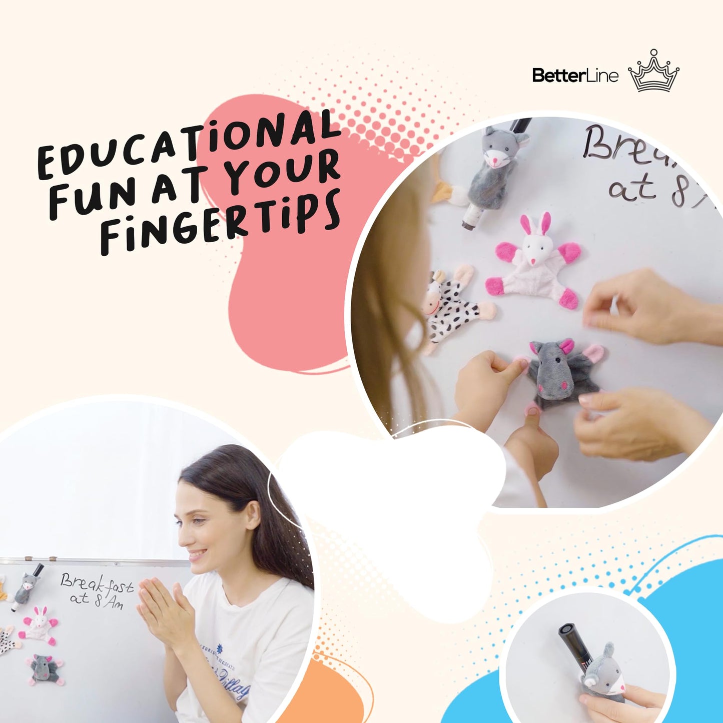BETTERLINE Fun and Educational Animal Fridge Magnets for Kids | Soft Plush Learning Toys