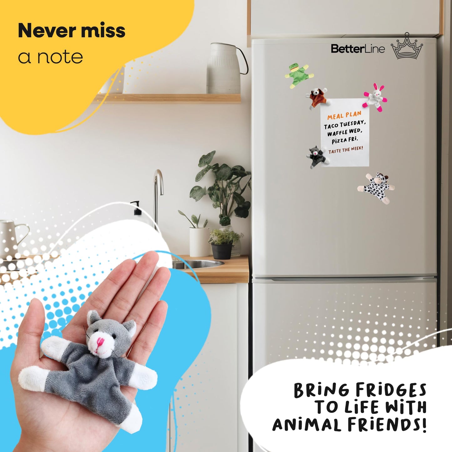 BETTERLINE Fun and Educational Animal Fridge Magnets for Kids | Soft Plush Learning Toys