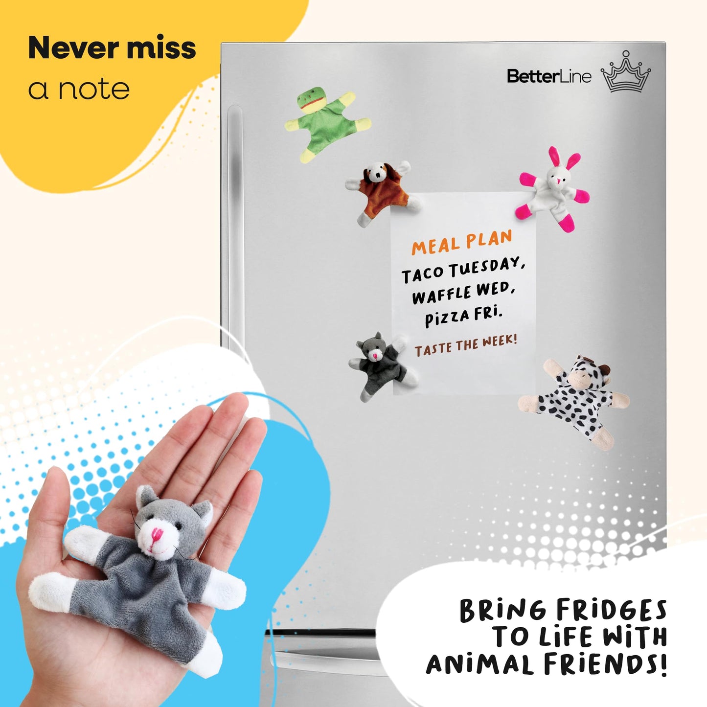 BETTERLINE Fun and Educational Animal Fridge Magnets for Kids | Soft Plush Learning Toys