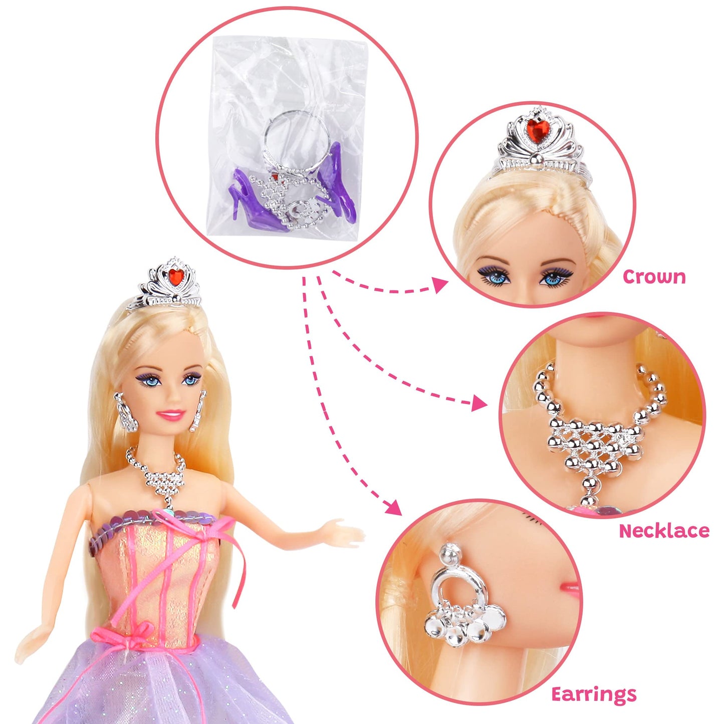 BETTINA Color Changing Unicorn & Princess Doll — 11.5'' Playset with Detachable Saddle & Wings