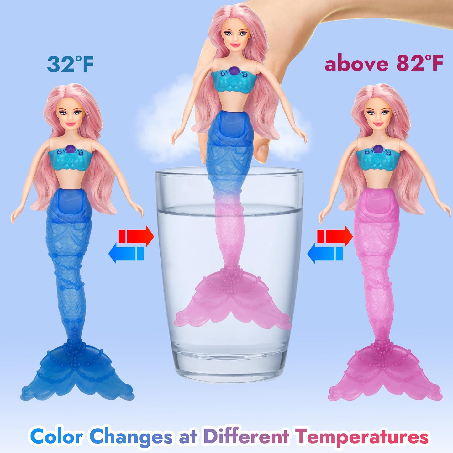 BETTINA Color-Changing Mermaid Doll with Seahorse — Transforming Tail & Purple Hair (12in) Gift for Girls 3-7