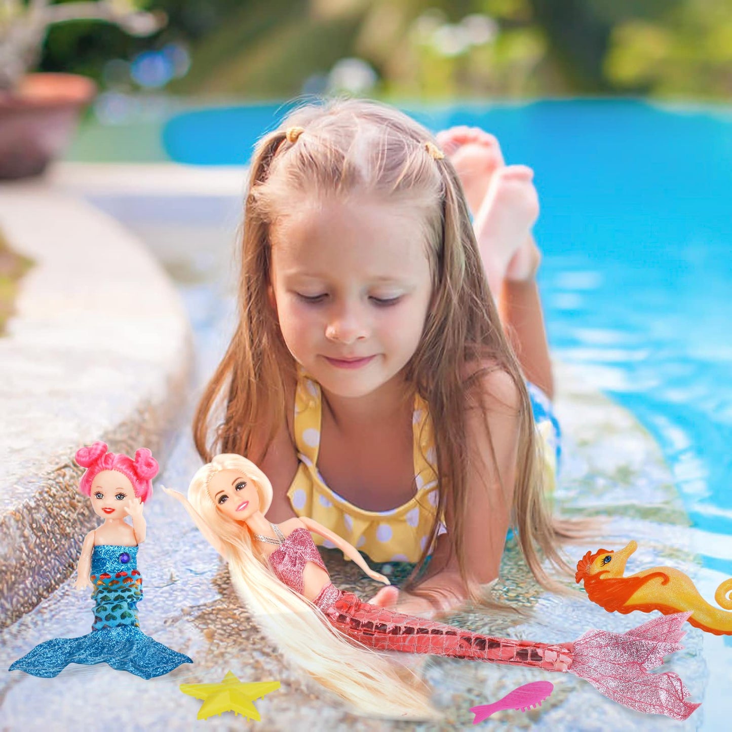 Bettina 12'' Mermaid Princess Doll + 3'' Mermaid & Seahorse Gift Set | Mermaid Toys for Little Girls