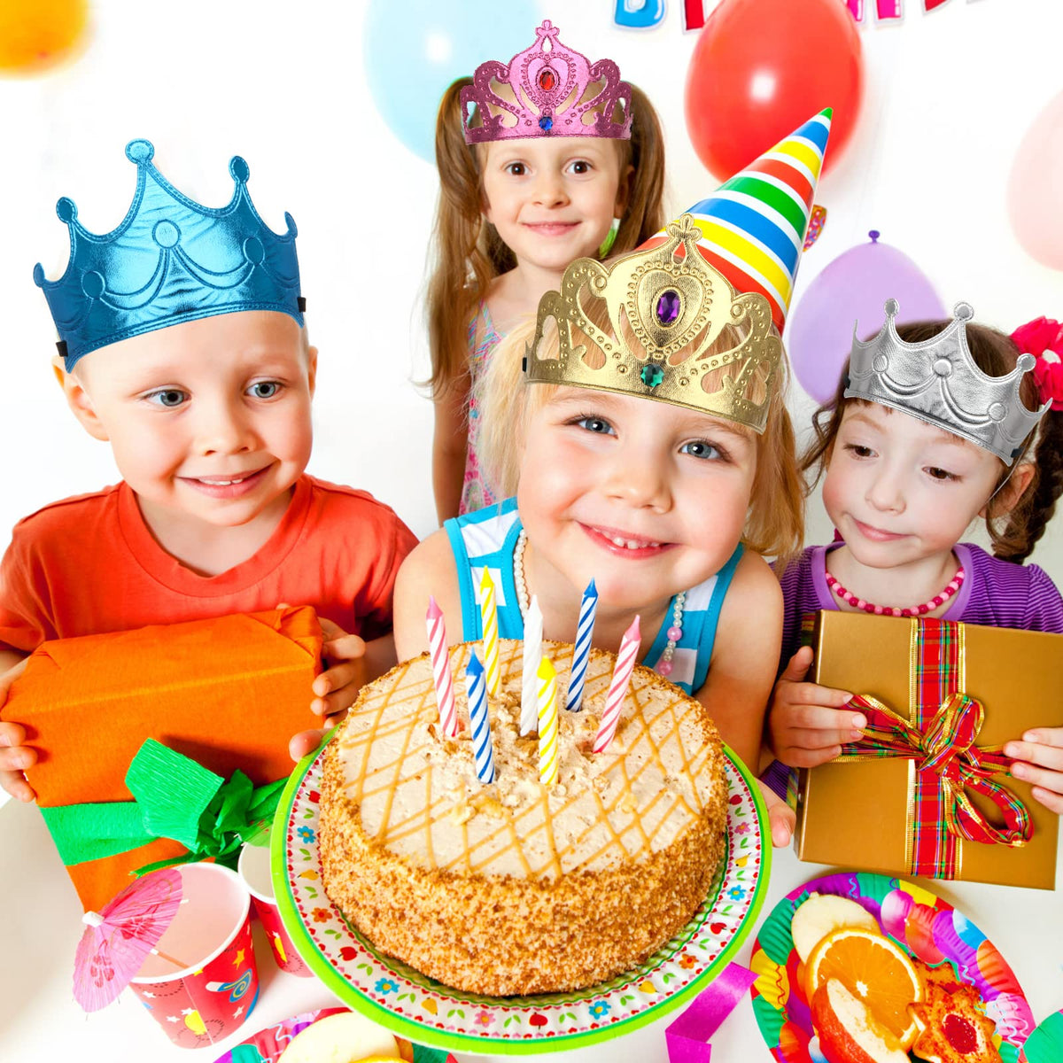 Bettoor 23-Piece DIY Princess Crowns Kit – 16 Foam Crowns + 7 Rhinestone Stickers