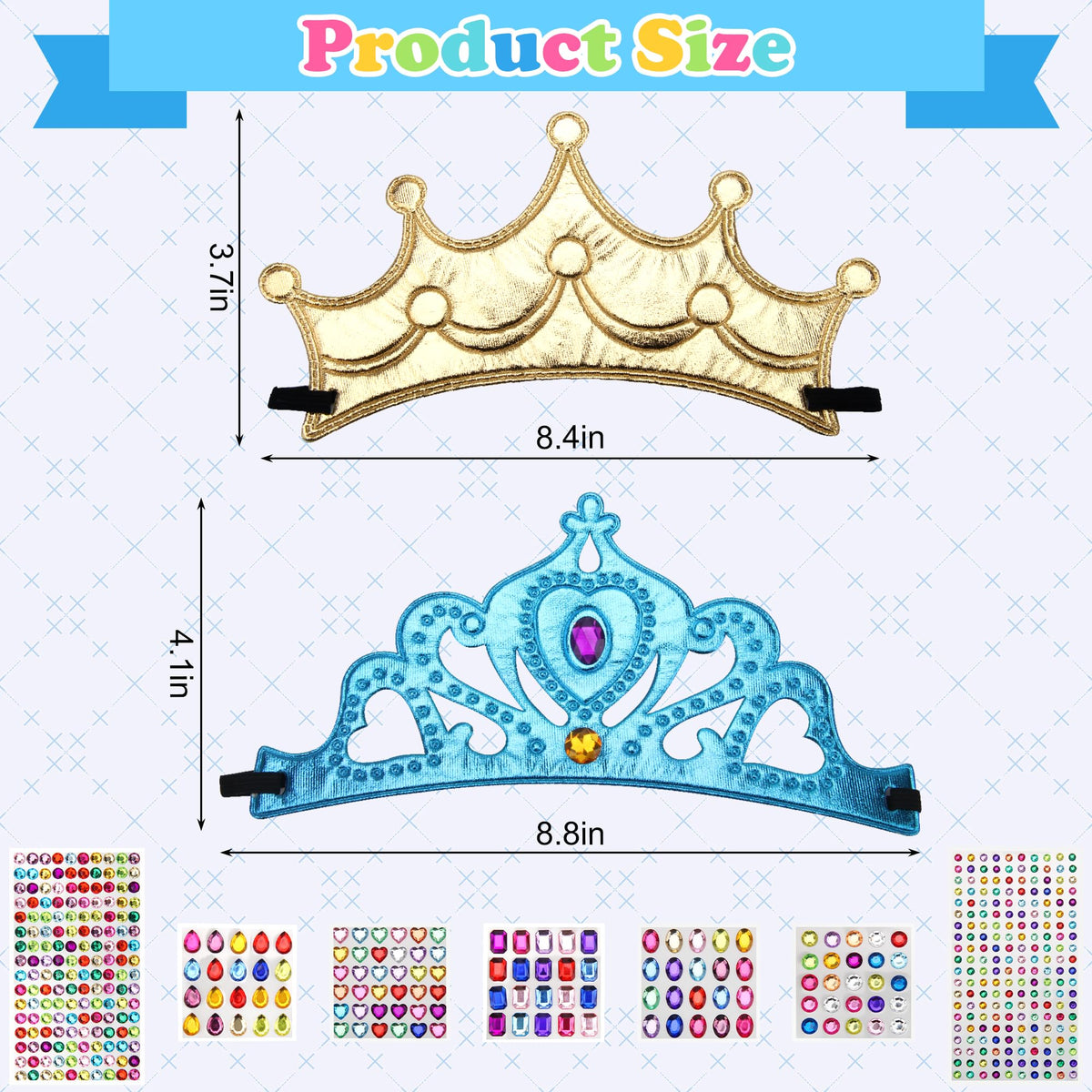 Bettoor 23-Piece DIY Princess Crowns Kit – 16 Foam Crowns + 7 Rhinestone Stickers