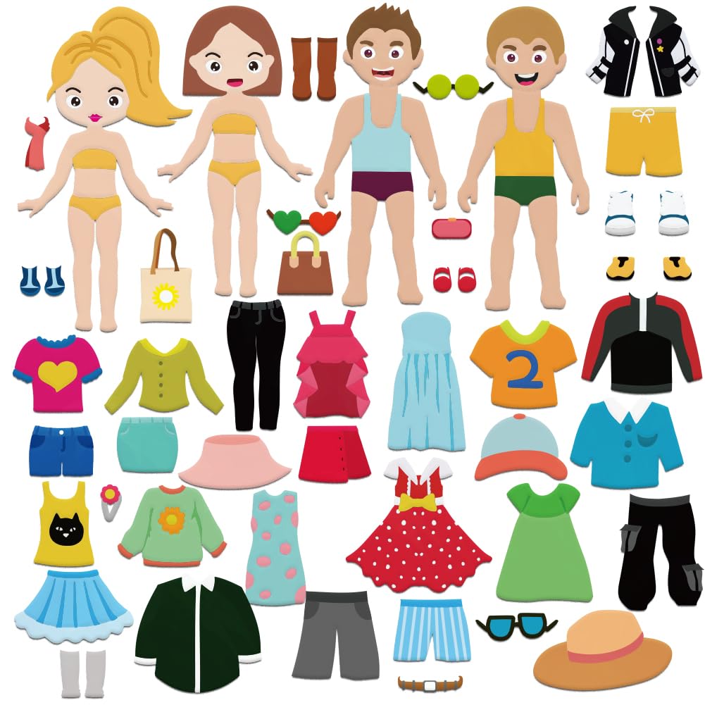 BEUNITONE 47-Piece Felt Flannel Board Story Set – Dress-Up & Preschool Learning