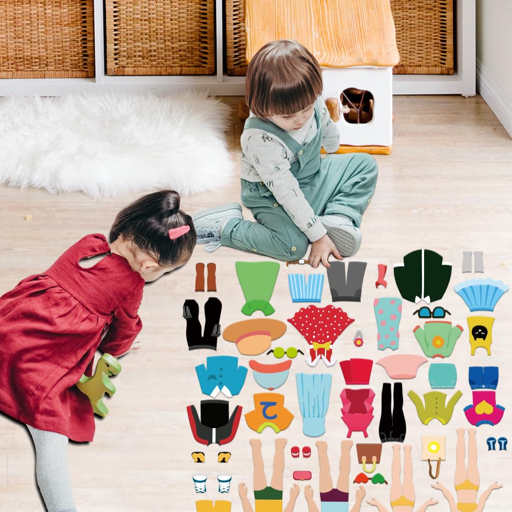 BEUNITONE 47-Piece Felt Flannel Board Story Set – Dress-Up & Preschool Learning