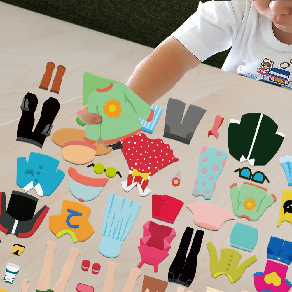 BEUNITONE 47-Piece Felt Flannel Board Story Set – Dress-Up & Preschool Learning