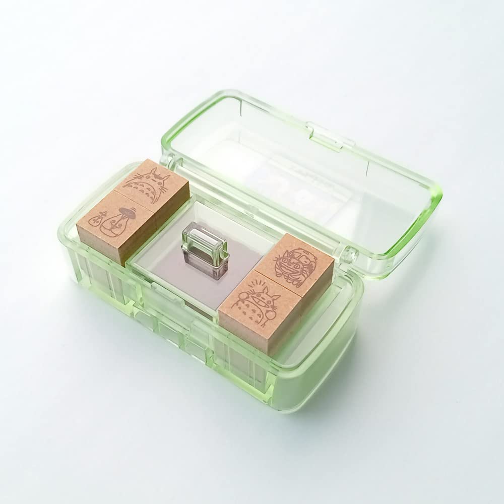 Beverly Ghibli Cat Bus Stamp Set – 4 Mini Totoro Stamps + Olive Ink Pad (SGM-015)