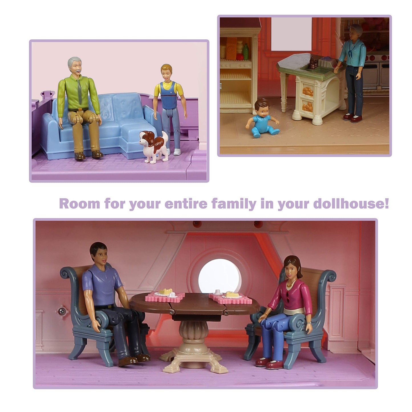 Beverly Hills Sweet Lil Family Friends – 9-Piece Dollhouse Family Figures Set
