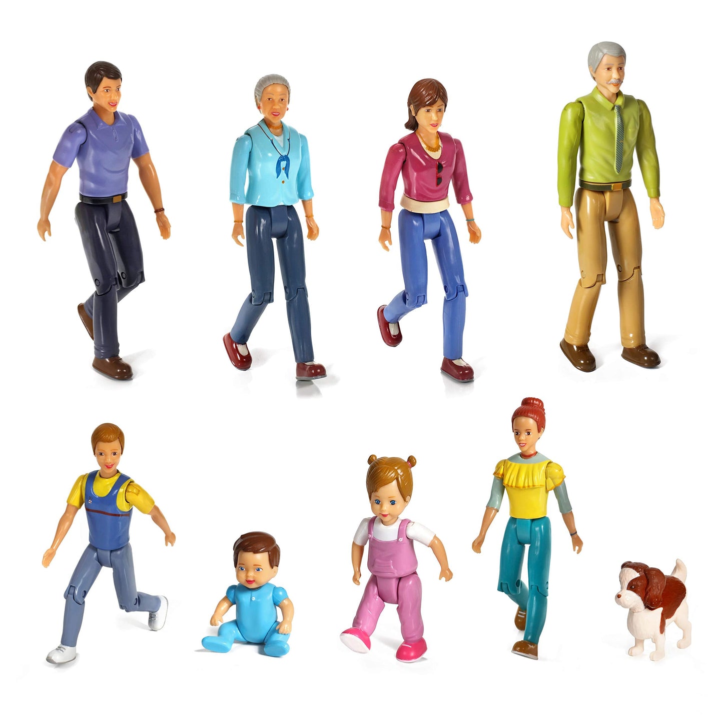 Beverly Hills Sweet Lil Family Friends – 9-Piece Dollhouse Family Figures Set