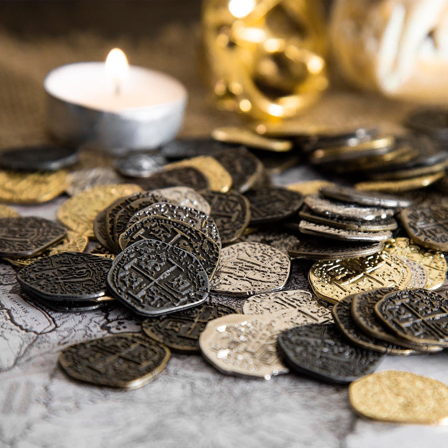 Beverly Oaks 200 Pirate Coins - Gold & Silver Doubloon Replicas