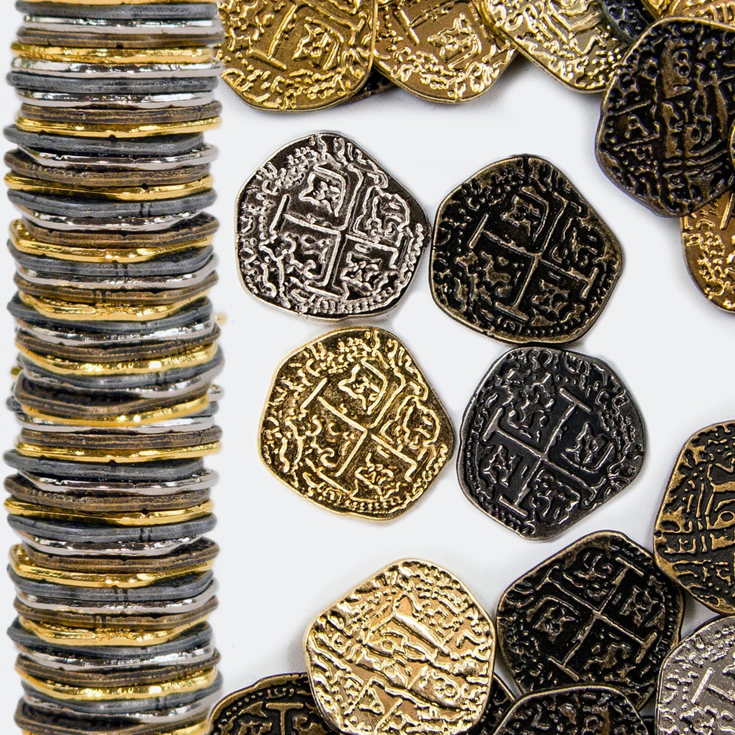Beverly Oaks 200 Pirate Coins - Gold & Silver Doubloon Replicas