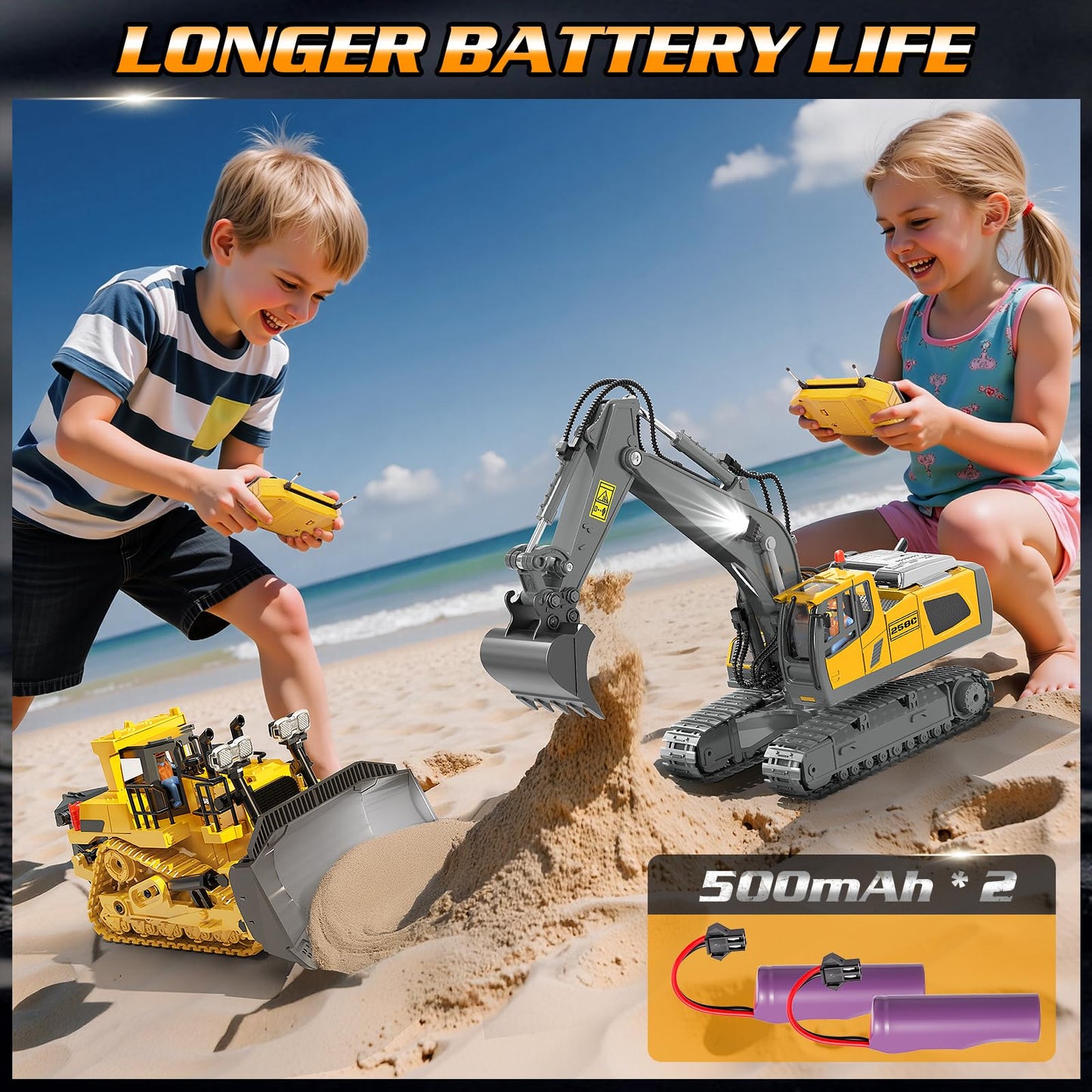 BEWEAI RC Bulldozer Toy – 9-Channel 2.4GHz Remote, Metal Blade, Lights & All-Terrain Tracks