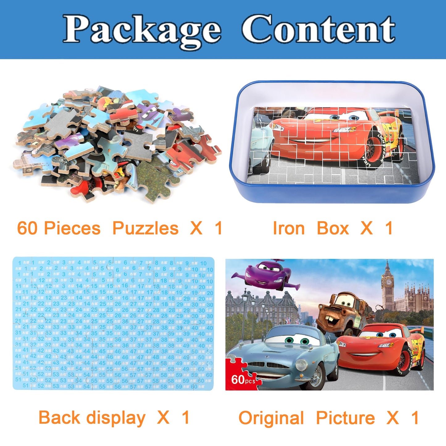 Bexido 60-Piece Wooden Puzzle for Kids 4-8 – Educational Jigsaw in Metal Box