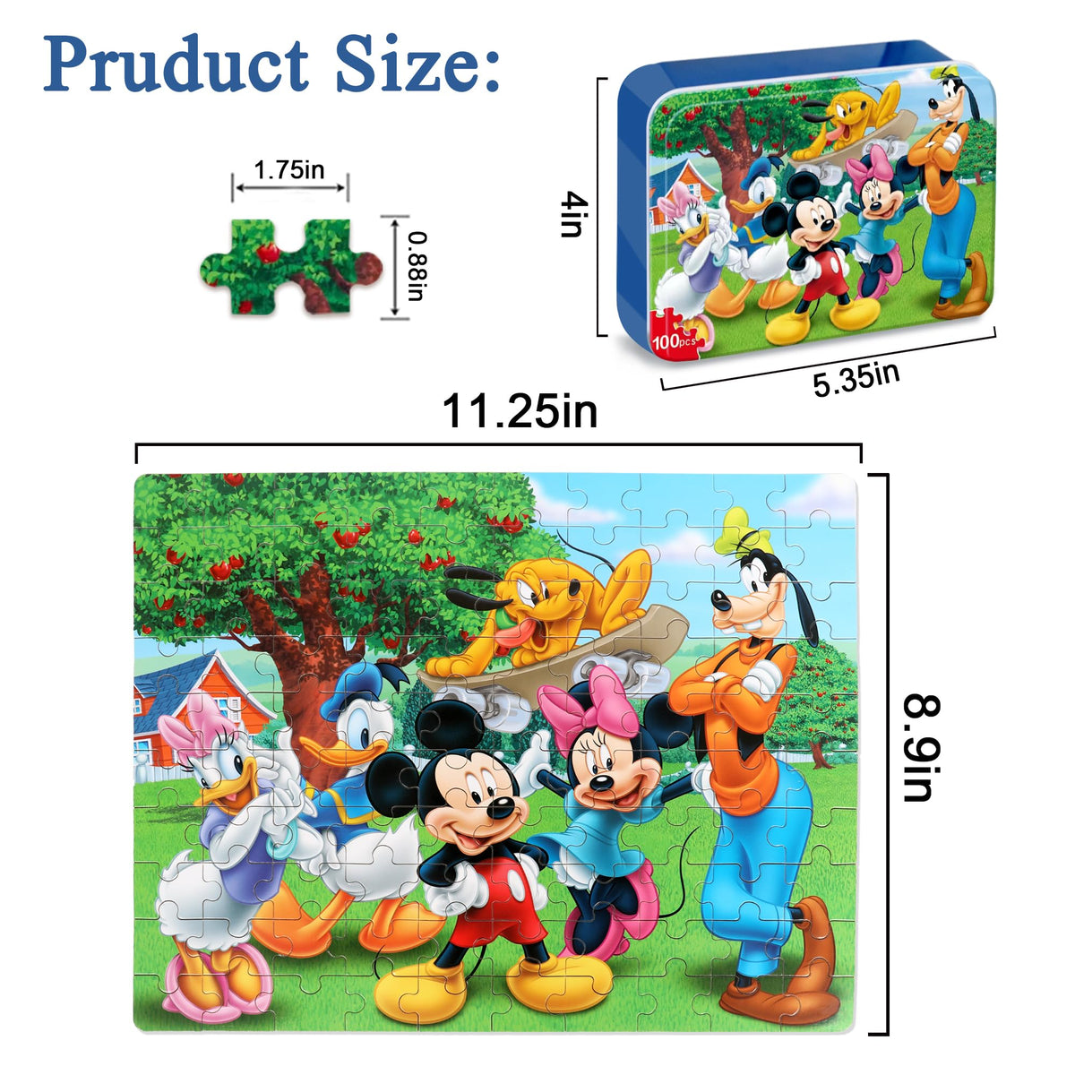 bexido 100-Piece Kids Jigsaw Puzzle in Metal Box | Educational Toy for Ages 4-8