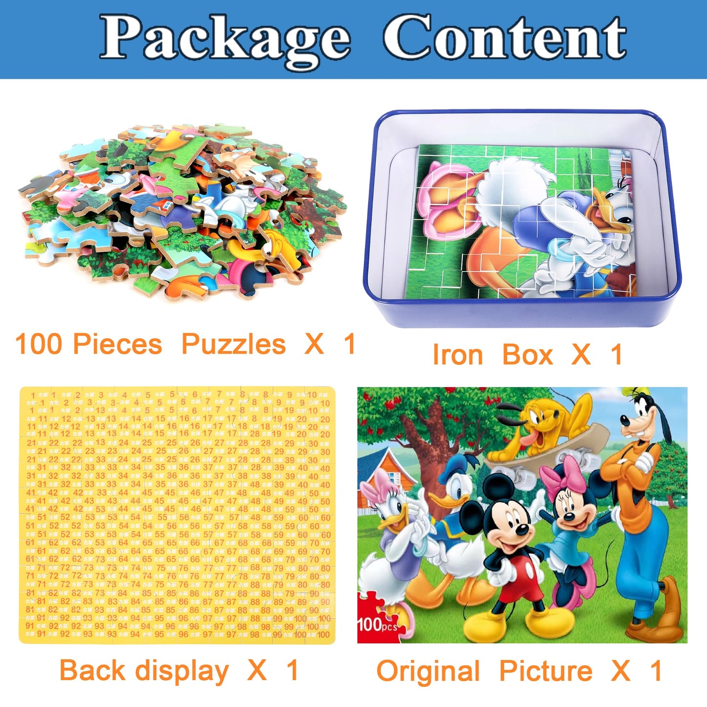 bexido 100-Piece Kids Jigsaw Puzzle in Metal Box | Educational Toy for Ages 4-8
