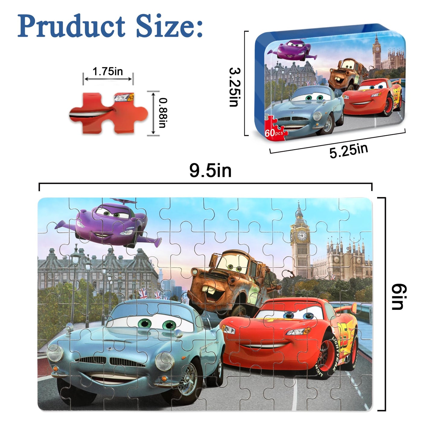 Bexido 60-Piece Wooden Puzzle for Kids 4-8 – Educational Jigsaw in Metal Box