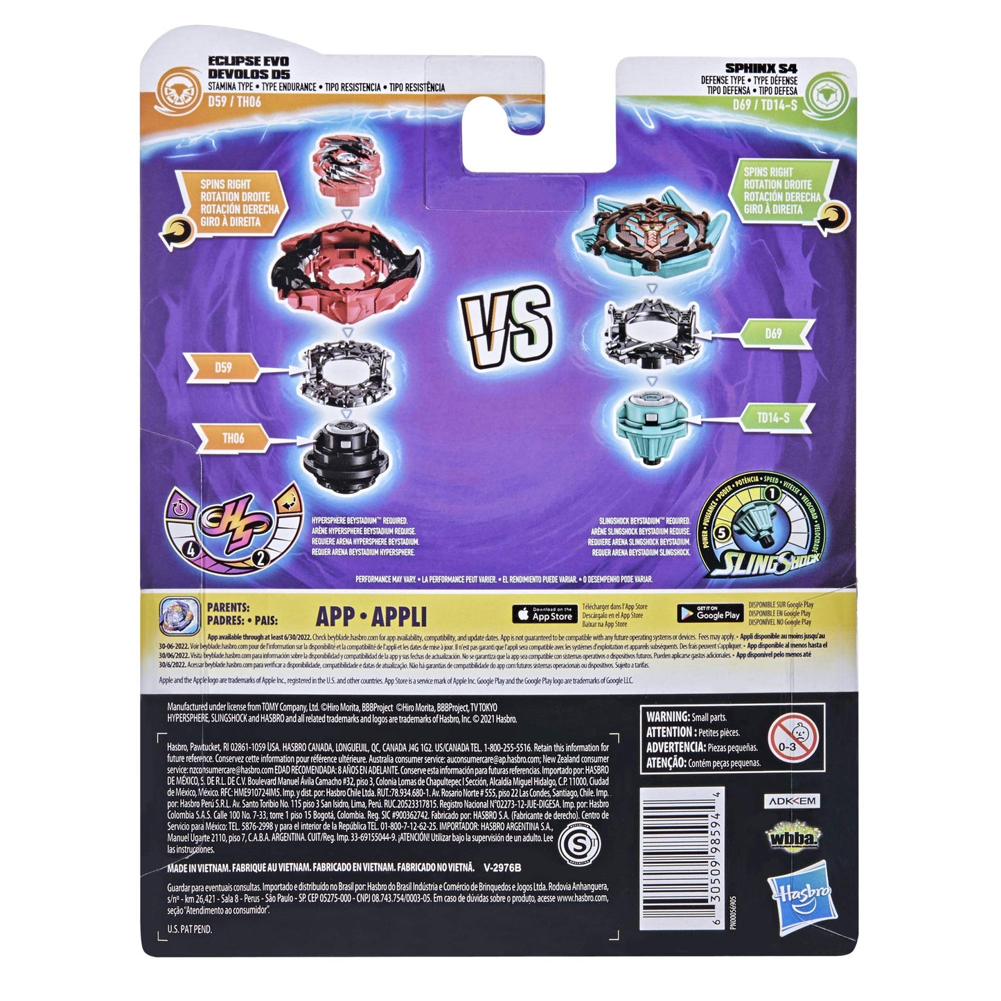 Beyblade Burst Surge Dual Collection Pack: Hypersphere Eclipse Evo Devolos D5 & Slingshock Sphinx S4-2 Tops