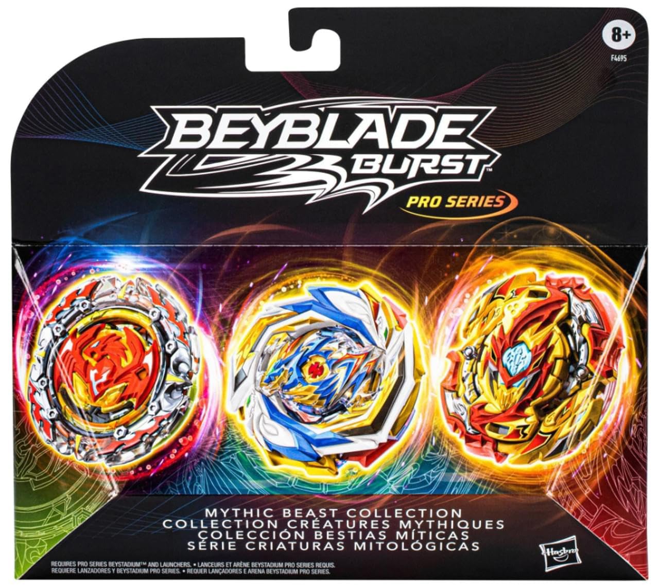 BEYBLADE Burst Pro Series Mythic Beast Collection Red Tops – 3 Pro Battle Tops