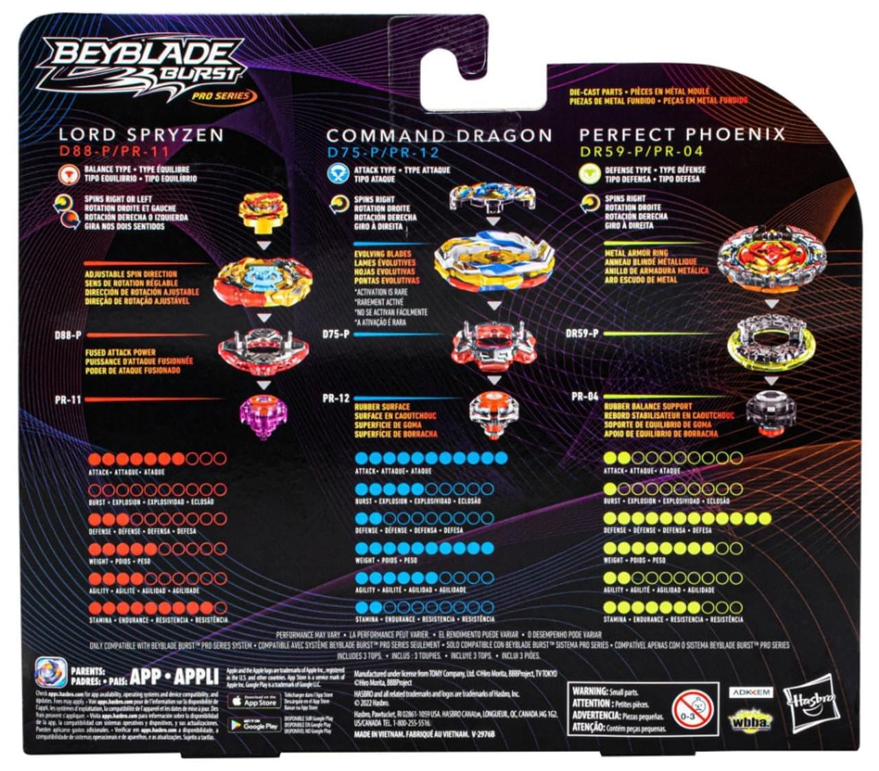 BEYBLADE Burst Pro Series Mythic Beast Collection Red Tops – 3 Pro Battle Tops
