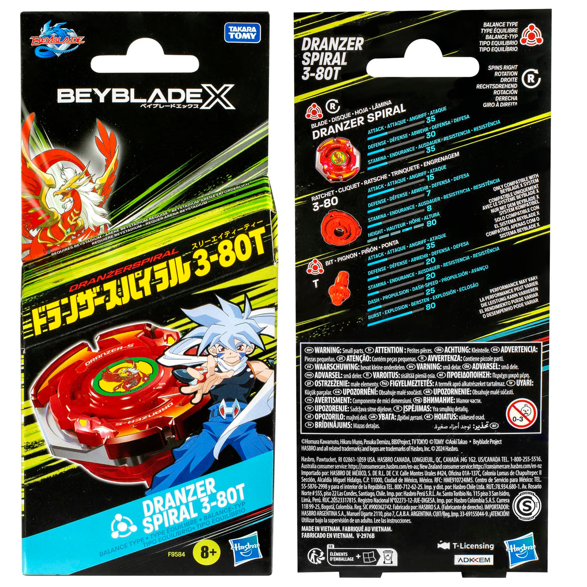 Beyblade X Dranzer Spiral 3-80T Anniversary X-Over – Right-Spin Balance Top & Launcher