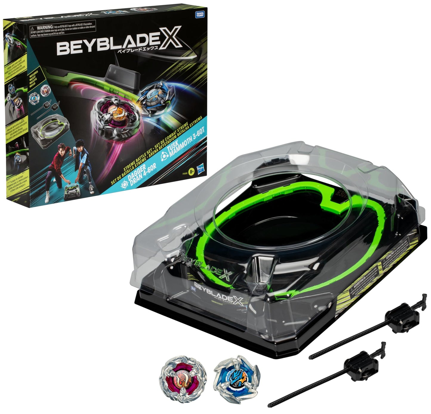 Beyblade X Xtreme Battle Set with Beystadium Arena | X-Celerator Rail & 2 Right-Spin Tops