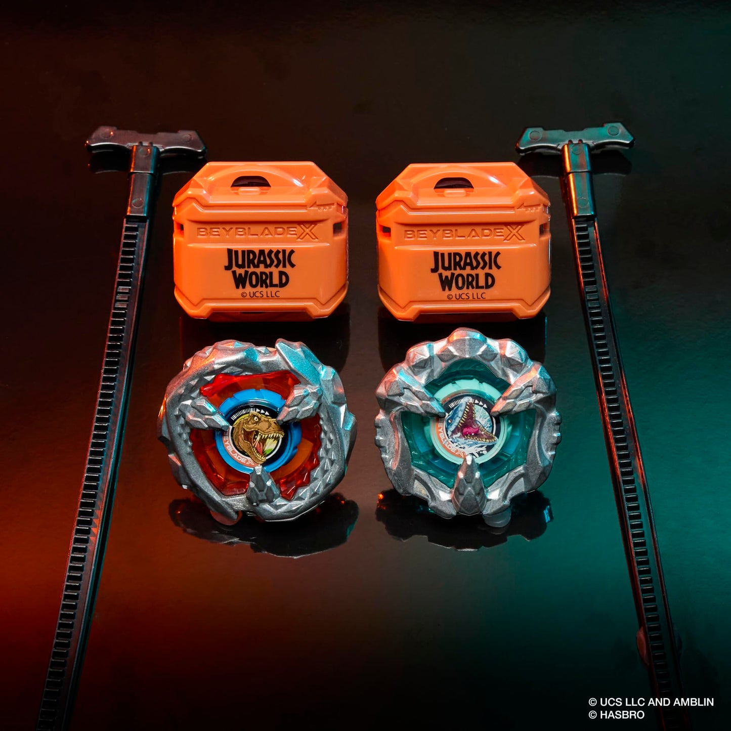 Beyblade X Jurassic World Collab T. Rex vs Mosasaurus Multipack – 2 Tops & 2 Launchers