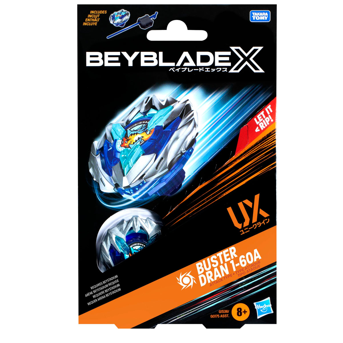Beyblade X Buster Dran 1-60A UX Starter Pack – Attack Type Top & Launcher