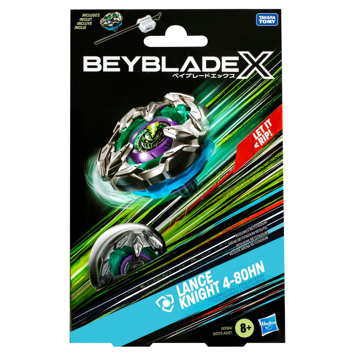 Beyblade X Lance Knight 4-80HN Starter Pack – Right-Spin Defense Top & Launcher (Beystadium Required)