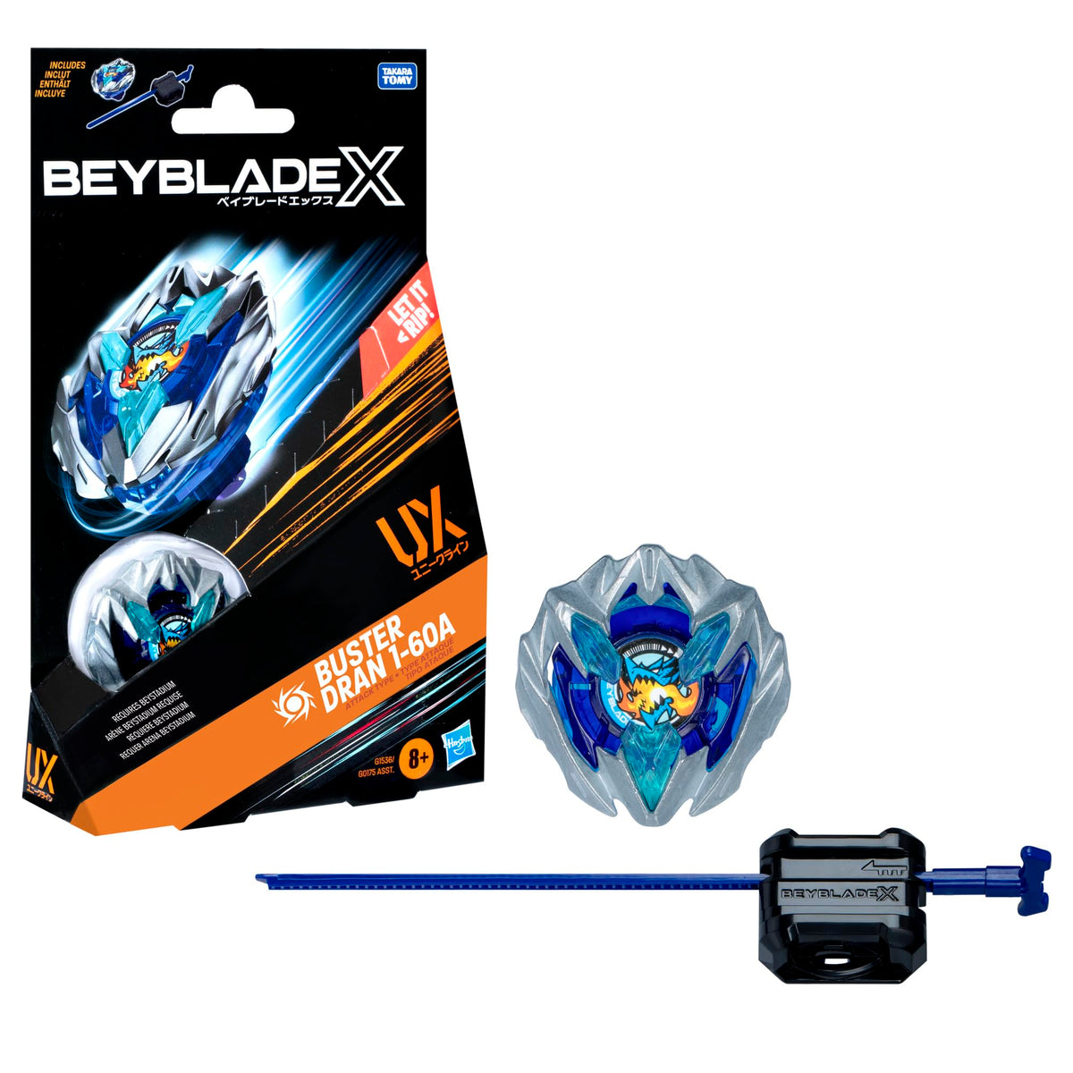 Beyblade X Buster Dran 1-60A UX Starter Pack – Attack Type Top & Launcher