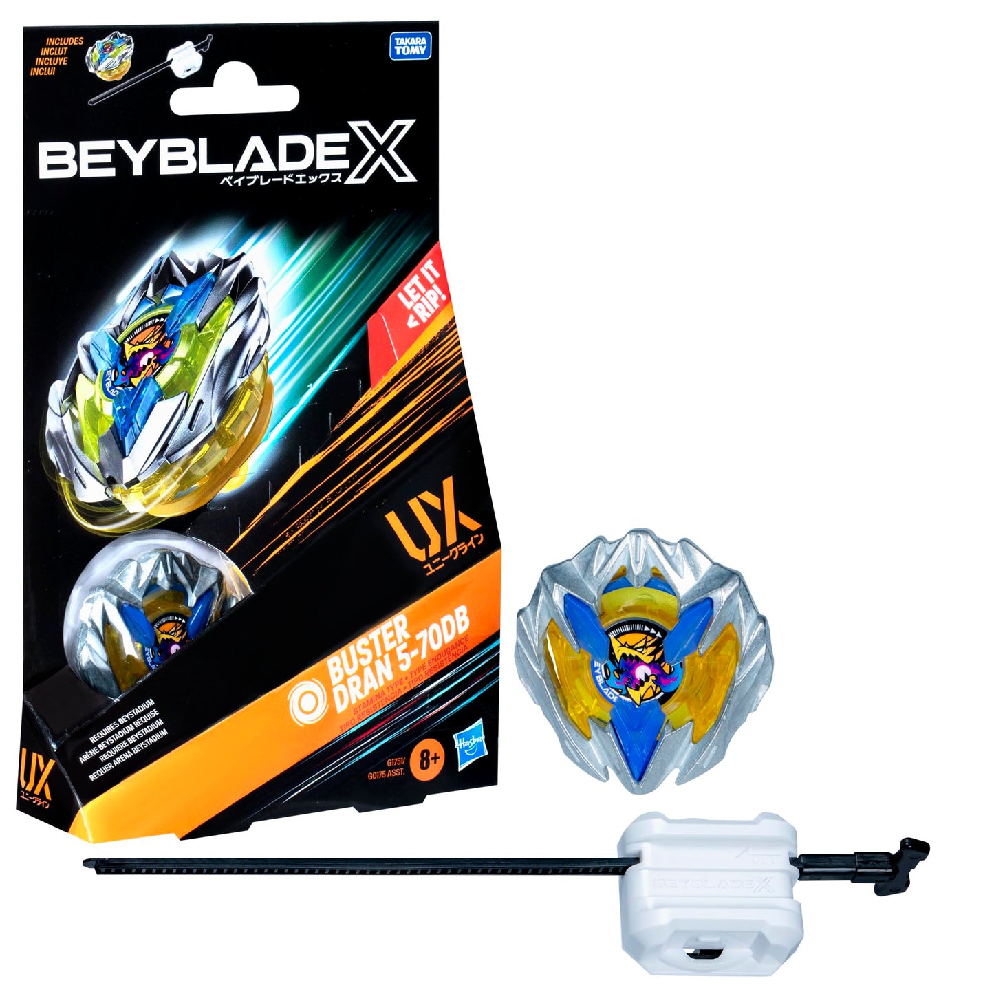 Beyblade X Buster Dran UX Starter Pack 5-70DB – Right-Spin Stamina Top & Launcher