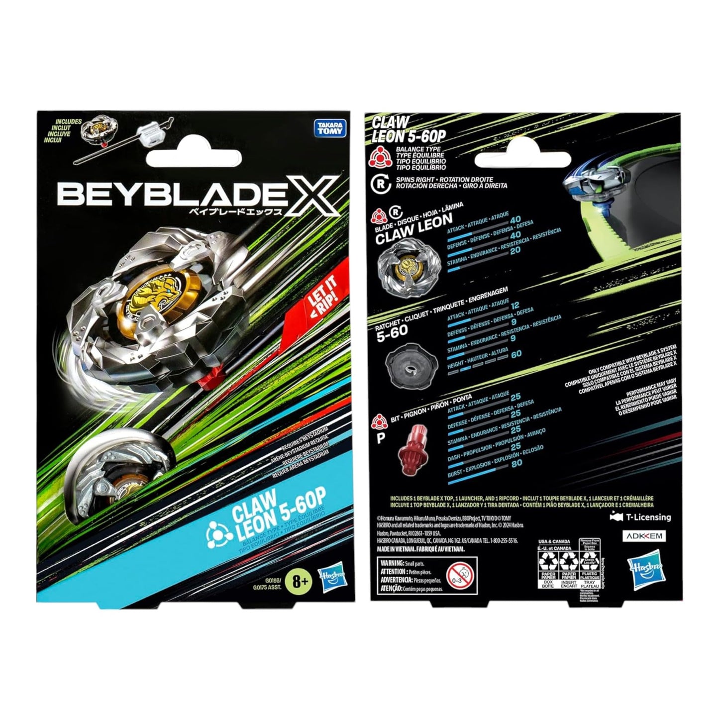 Beyblade X Claw Leon 5-60P Starter Pack – Right-Spin Battle Top & Launcher