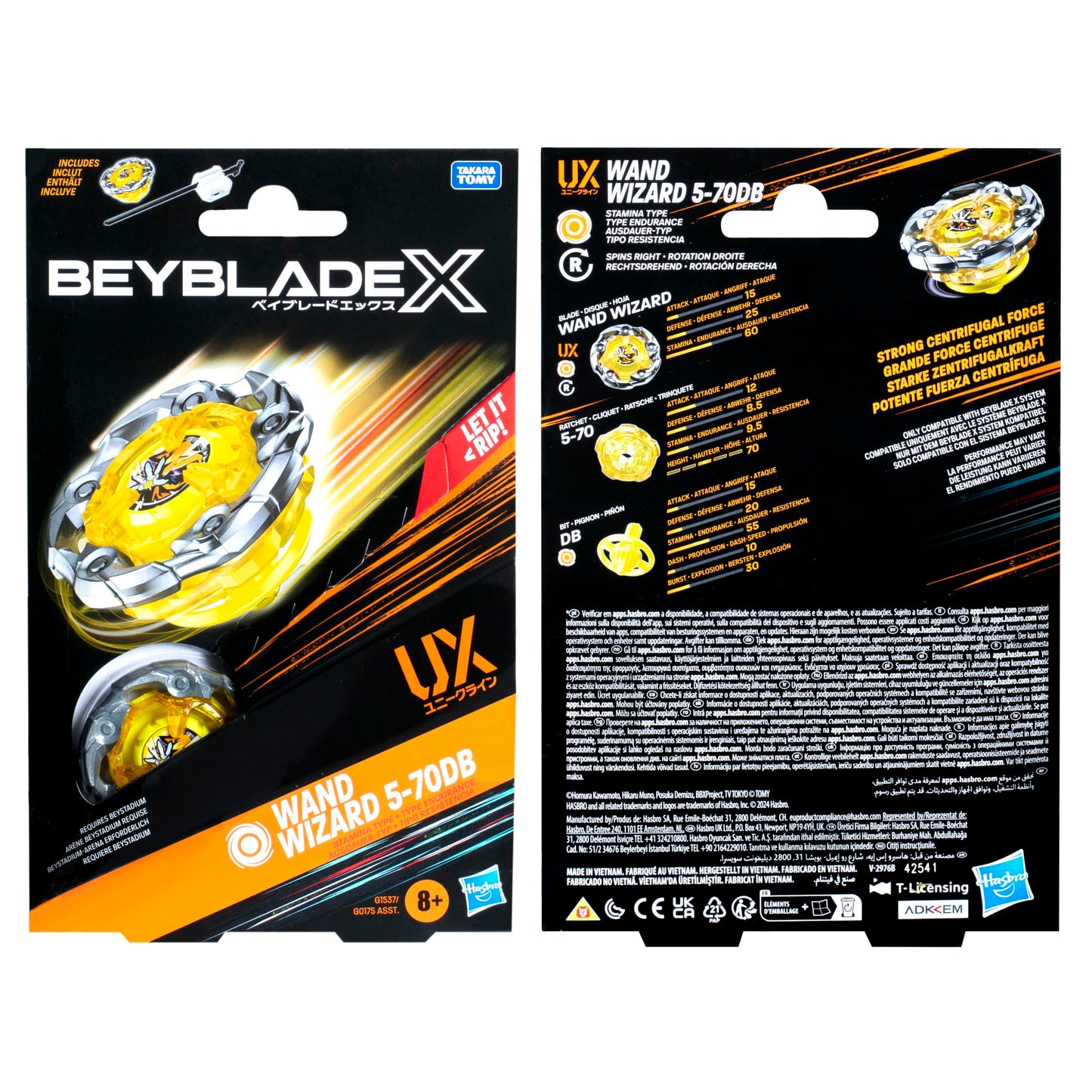 Beyblade X Wand Wizard 5-70DB UX Starter Pack – Spinning Top & Launcher