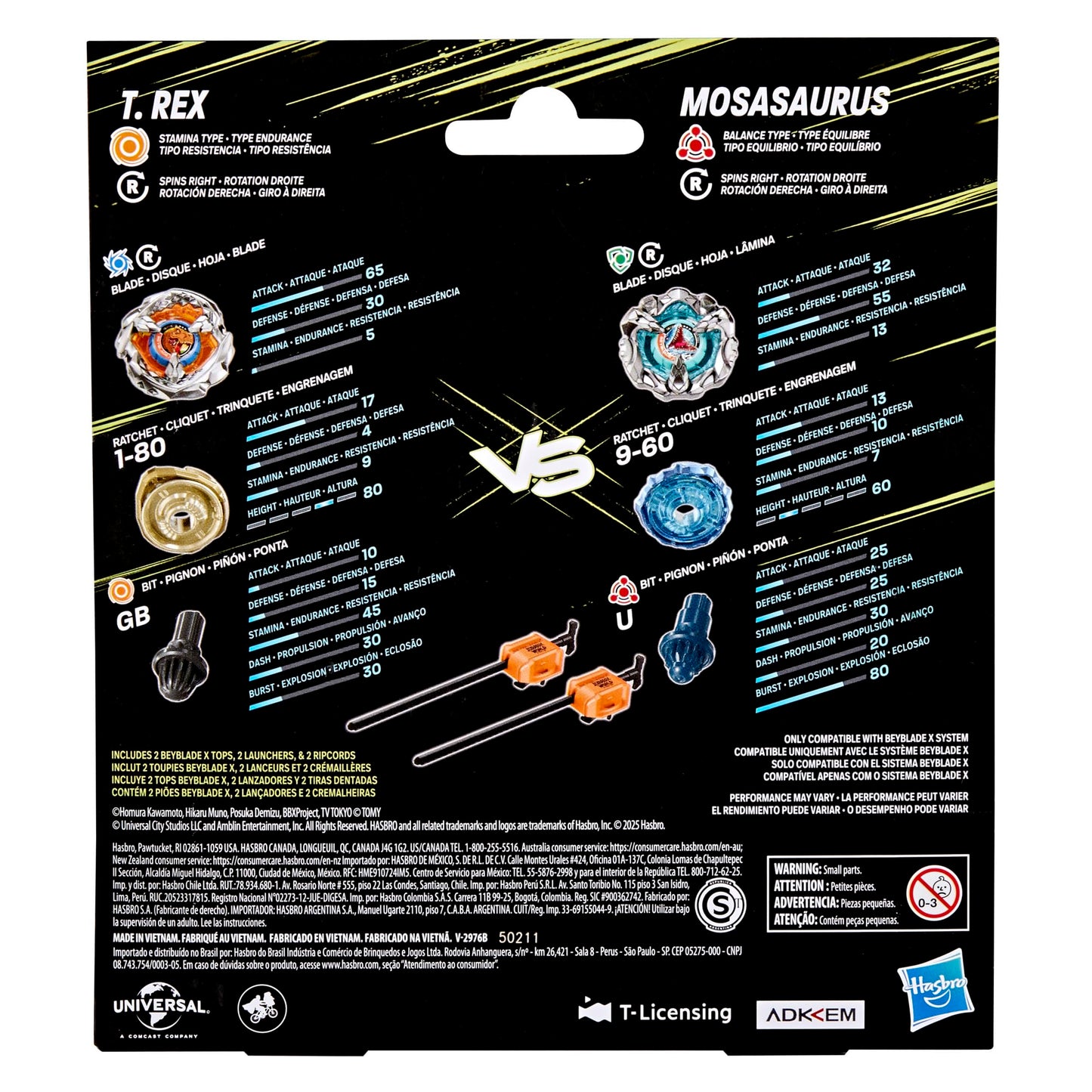 Beyblade X Jurassic World T. Rex vs Mosasaurus Multipack – 2 Tops & 2 Launchers