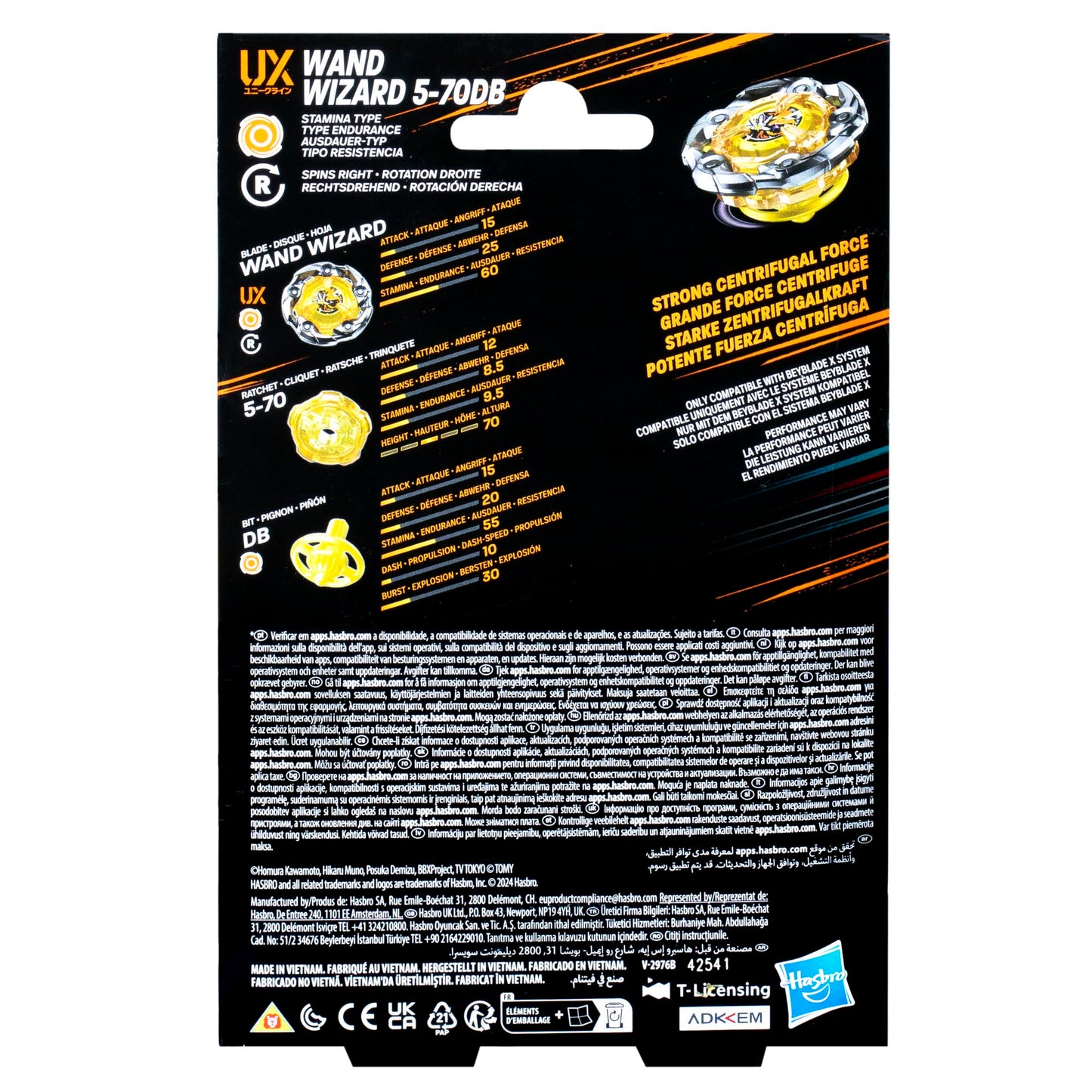 Beyblade X Wand Wizard 5-70DB UX Starter Pack – Spinning Top & Launcher